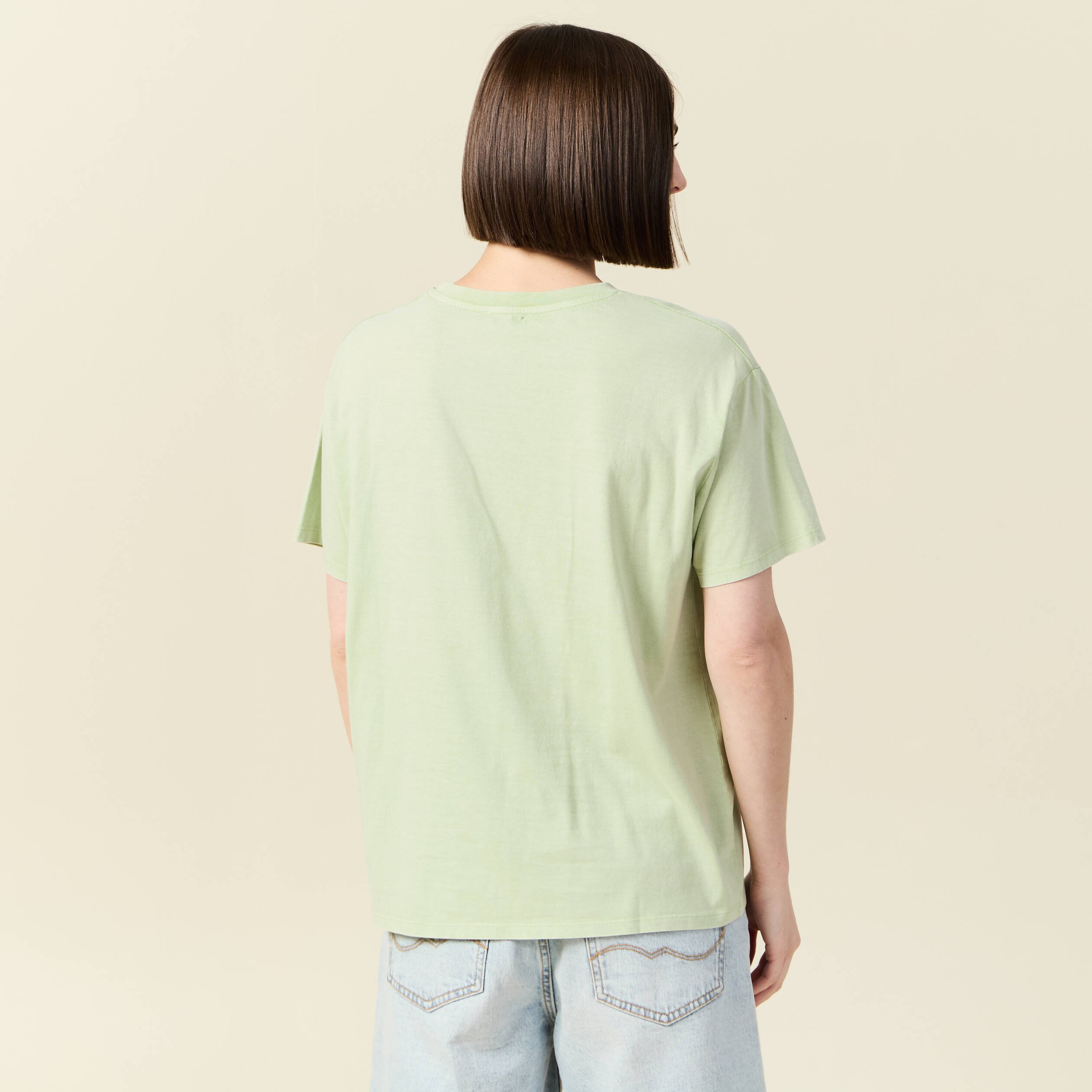 t shirt oversize mi long col rond vert clair femme T-shirt oversize mi-long col rond vert clair femme