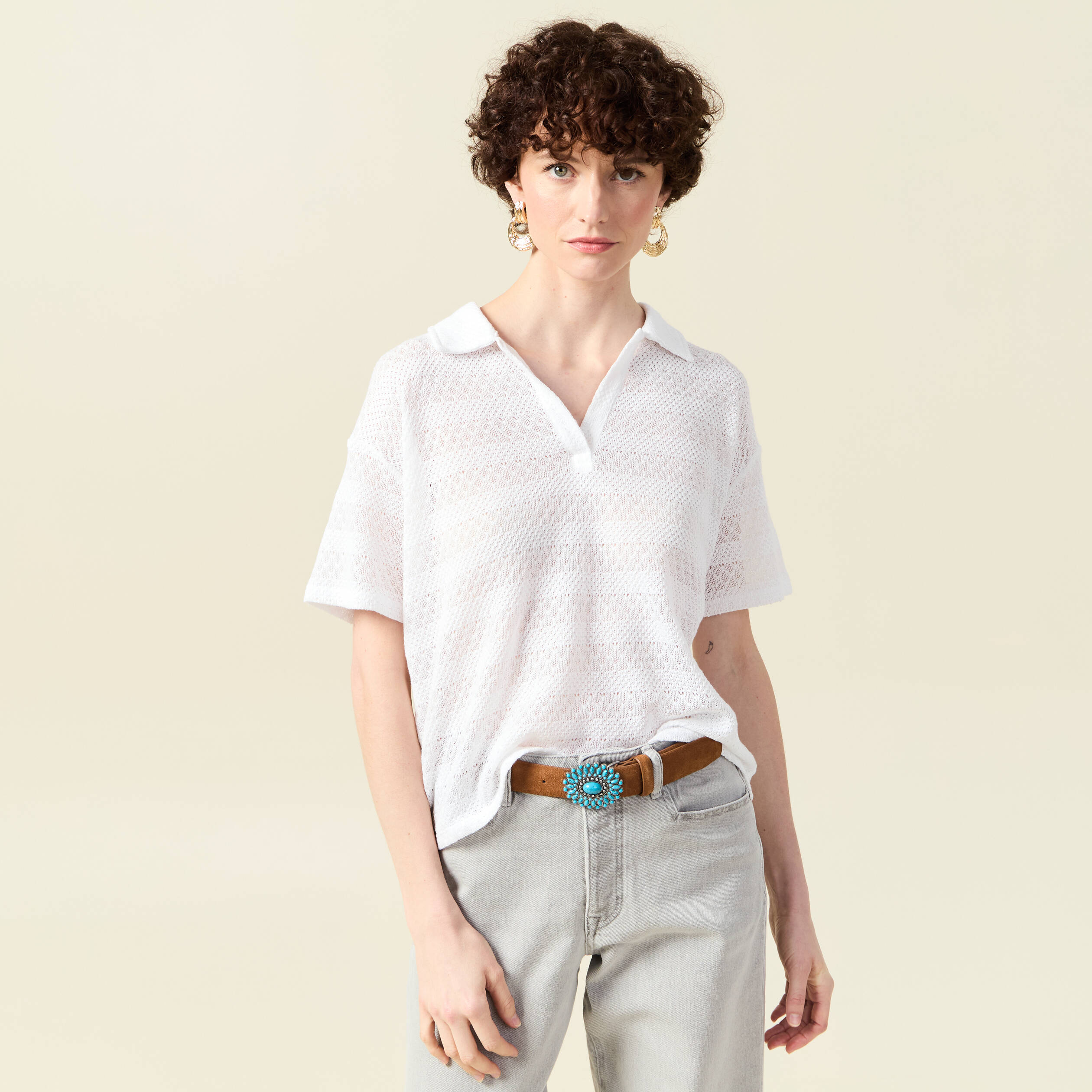 t shirt manches courtes blanc femme T-shirt manches courtes blanc femme