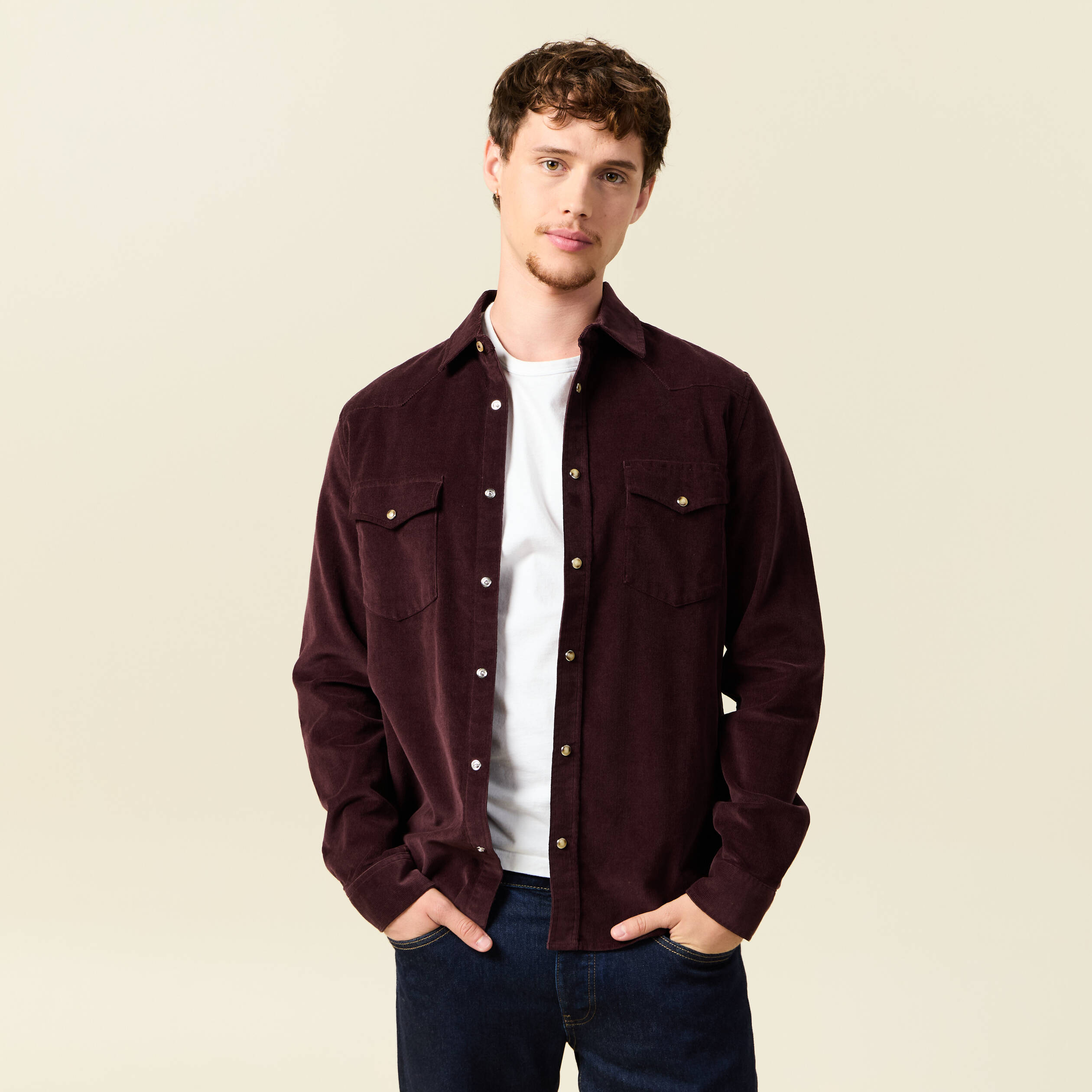 chemise col classique manches longues bordeaux homme Chemise col classique manches longues bordeaux homme