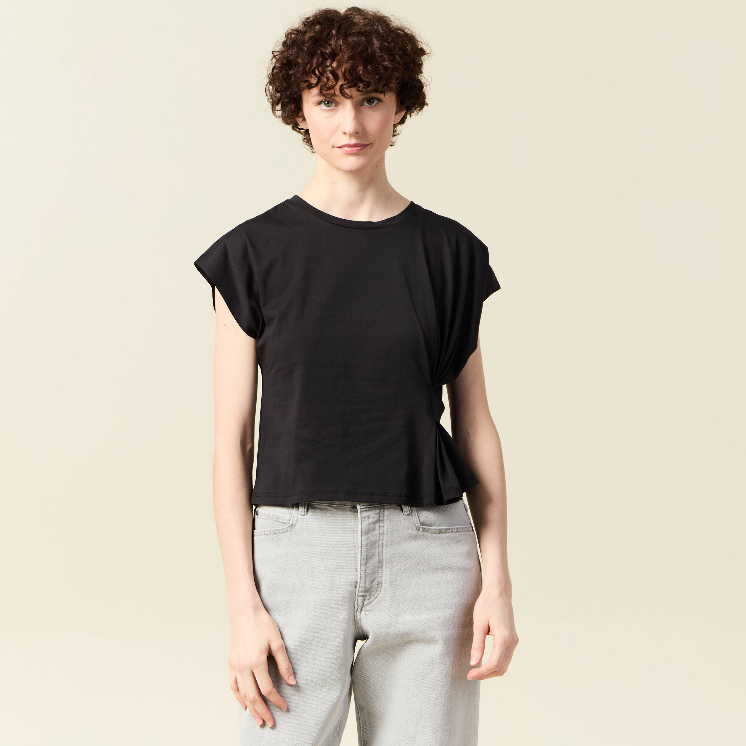 t shirt manches courtes noir femme T-shirt manches courtes noir femme