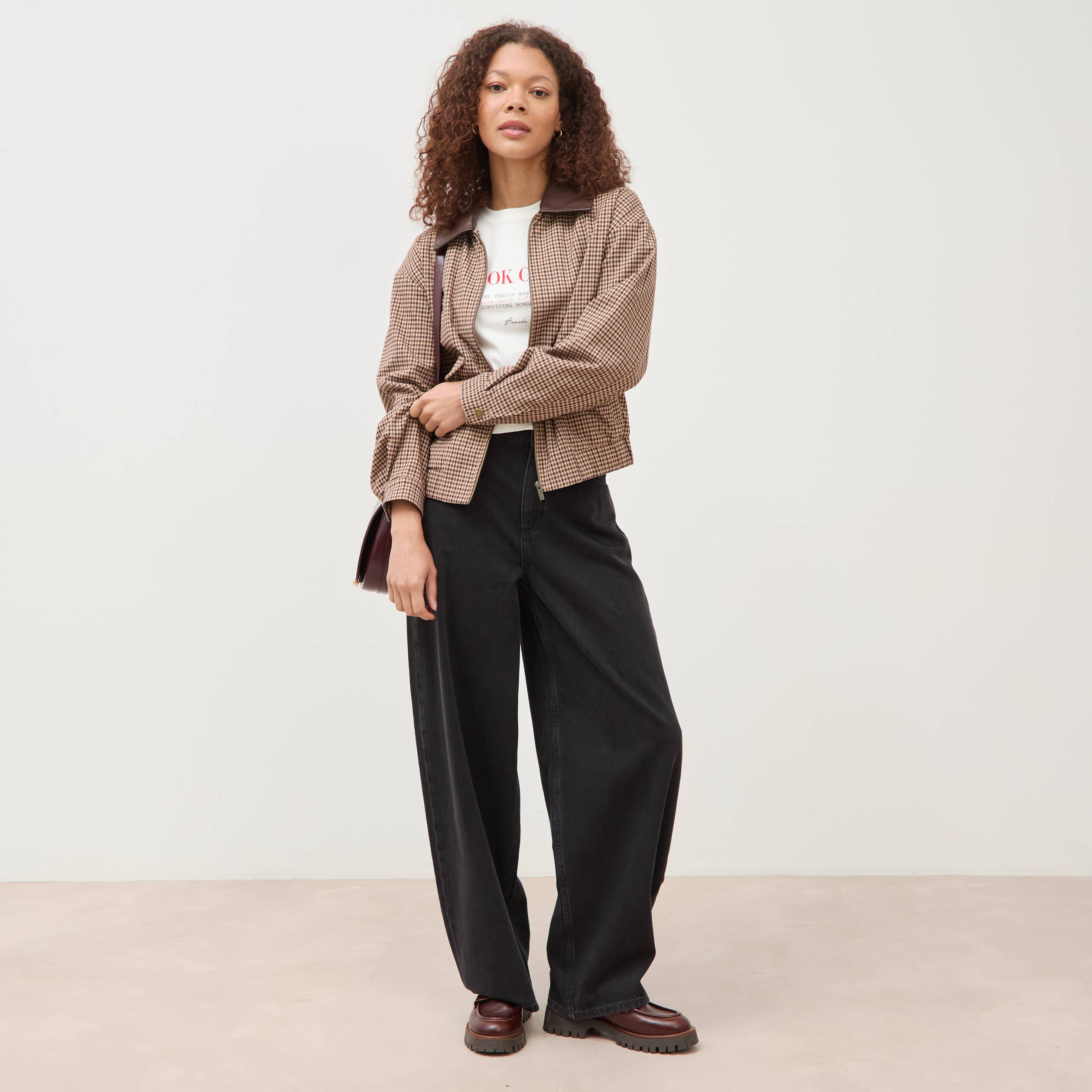 Blouson oversize manches longues doubl&eacute; ficelle femme