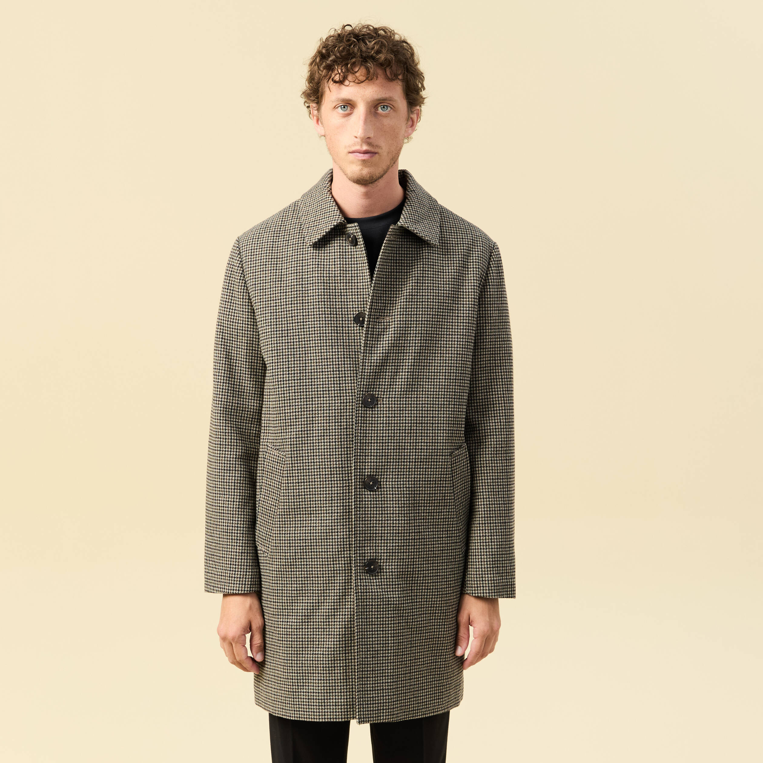 Manteau col classique manches longues camel homme