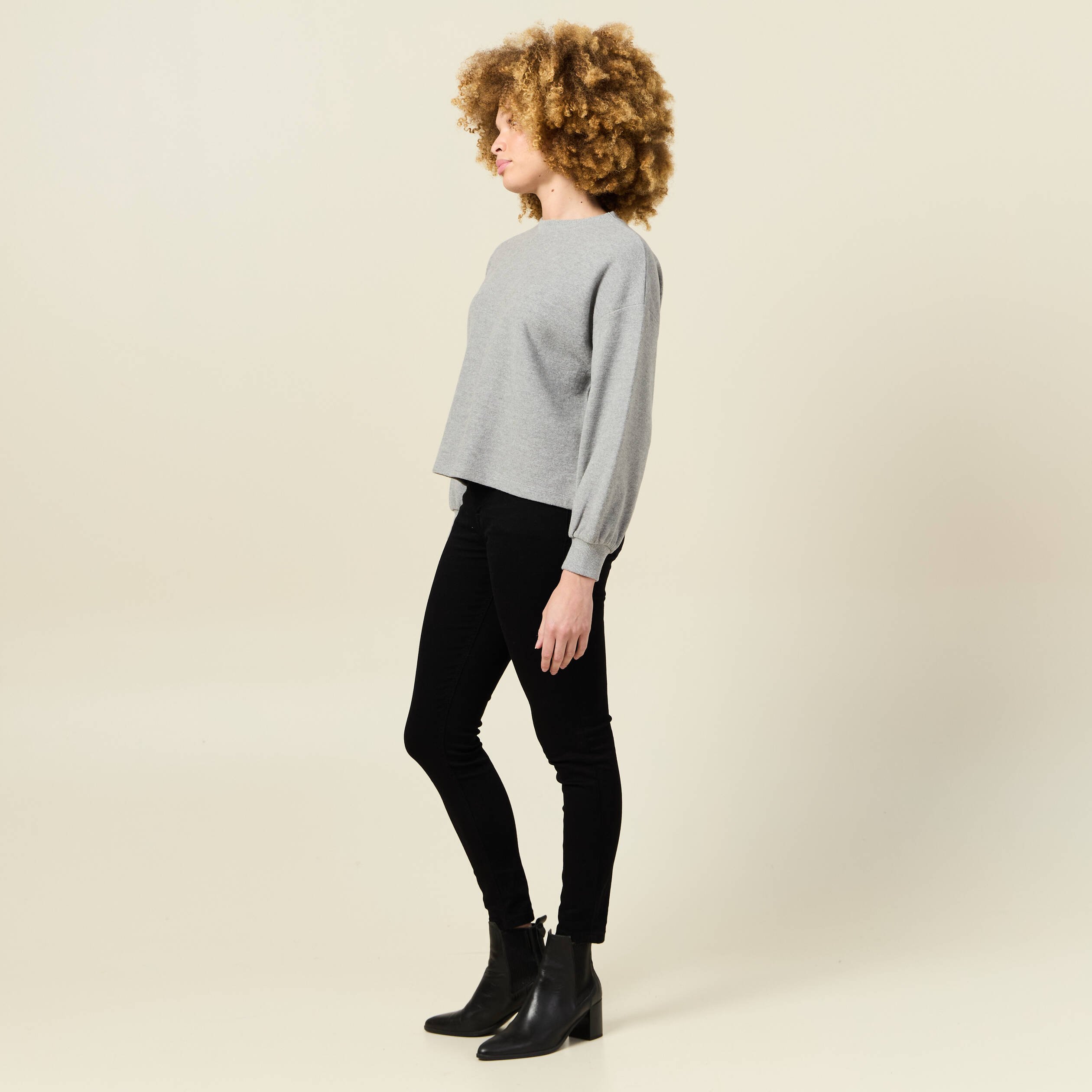sweat manches longues oversize gris femme Sweat manches longues oversize gris femme