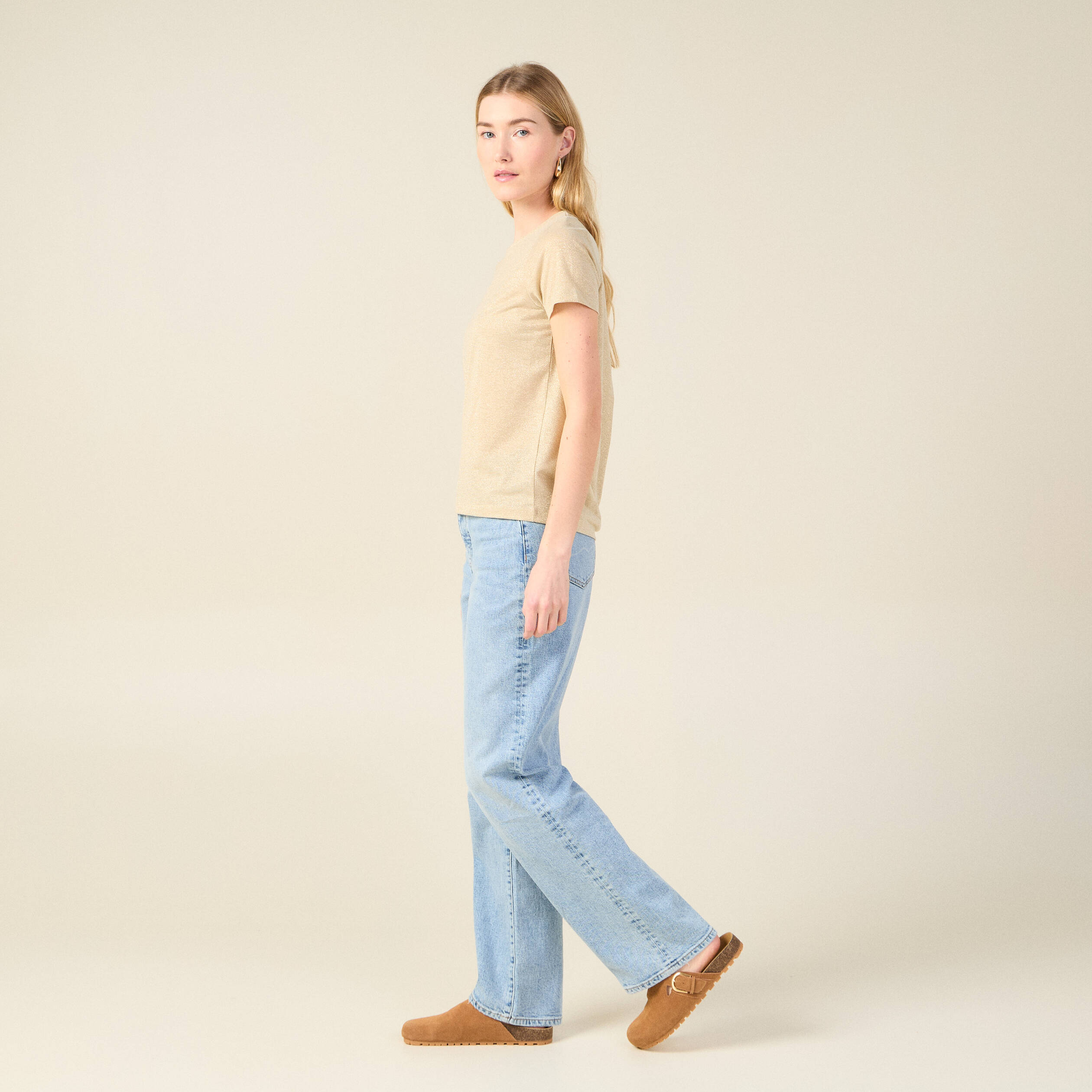 t shirt manches courtes creme femme T-shirt manches courtes creme femme