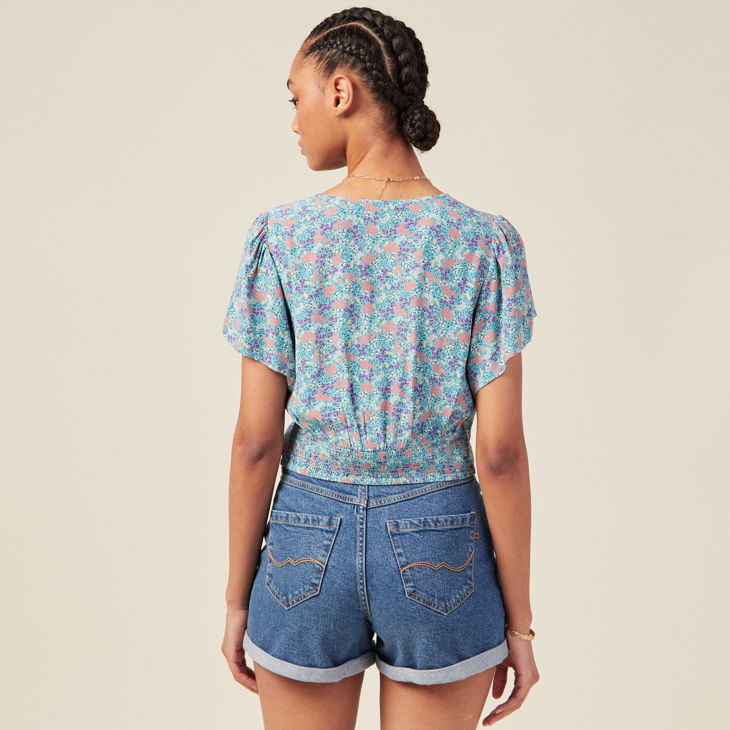 blouse cropped eco responsable vert emeraude femme Blouse cropped éco-responsable vert émeraude femme