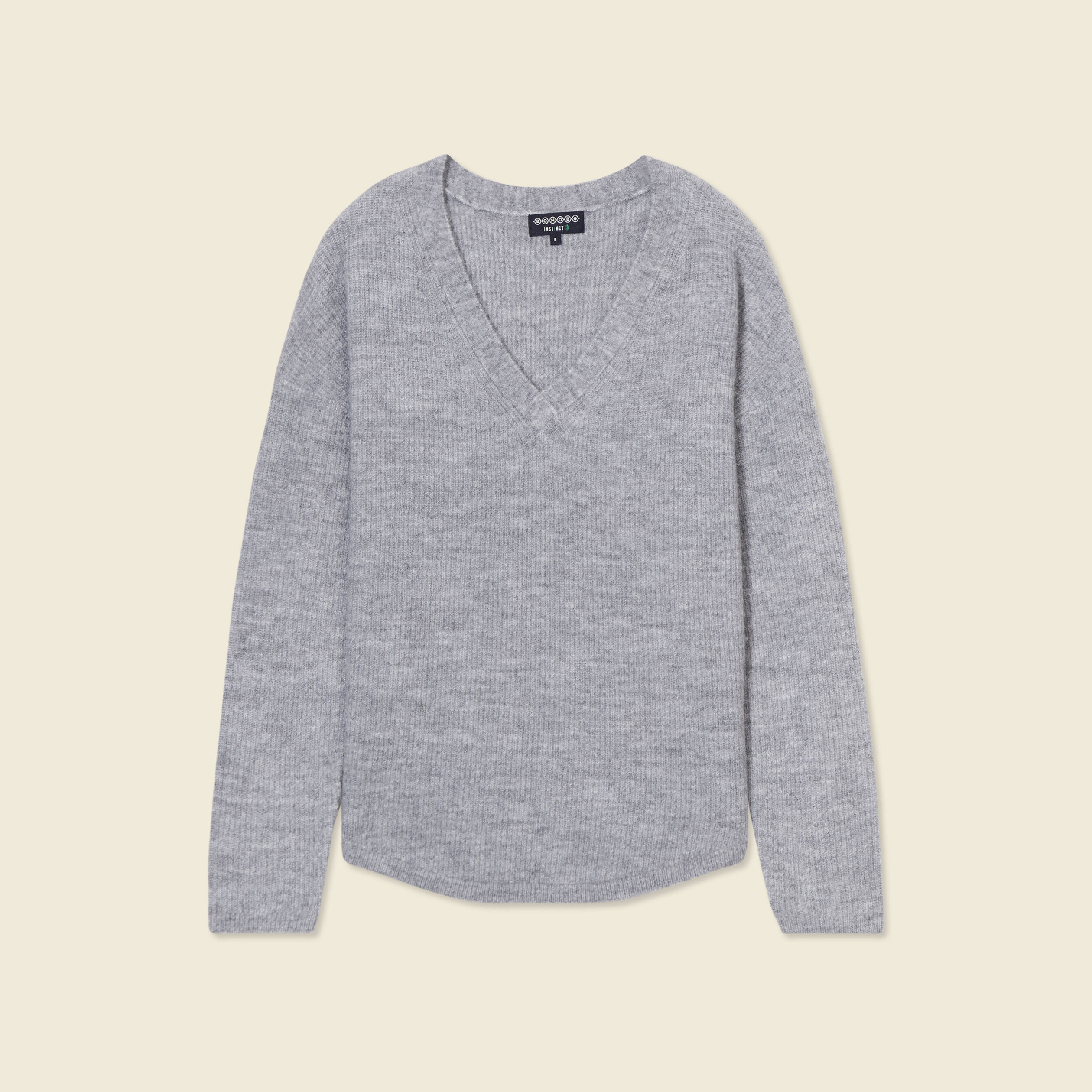 pull manches longues col en v gris clair femme Pull manches longues col en V gris clair femme