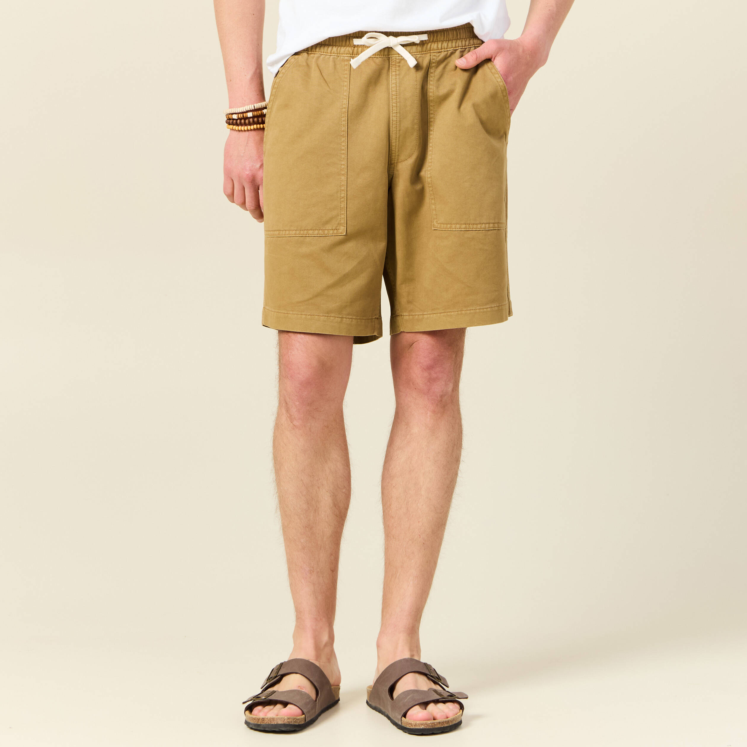 bermuda droit a coulisse camel homme Bermuda droit à coulisse camel homme