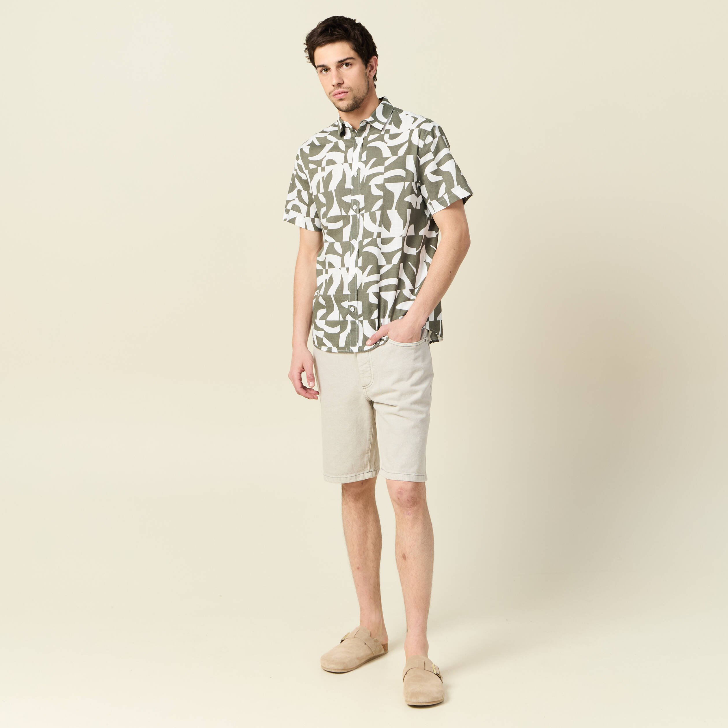 bermuda droit en jean denim snow gris homme Bermuda droit en jean denim snow gris homme