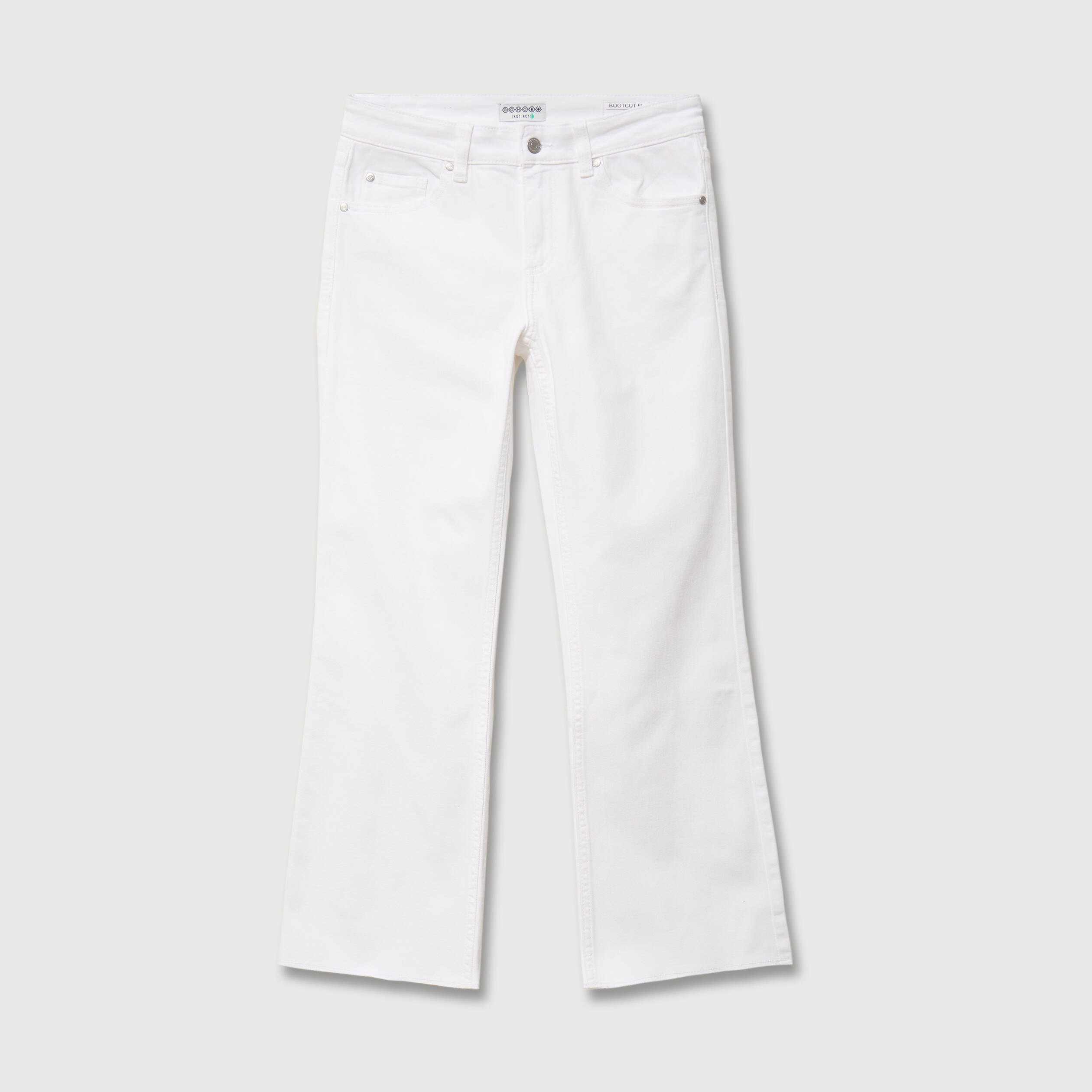 Jeans bootcut cropped taille bascul&eacute;e denim blanc femme
