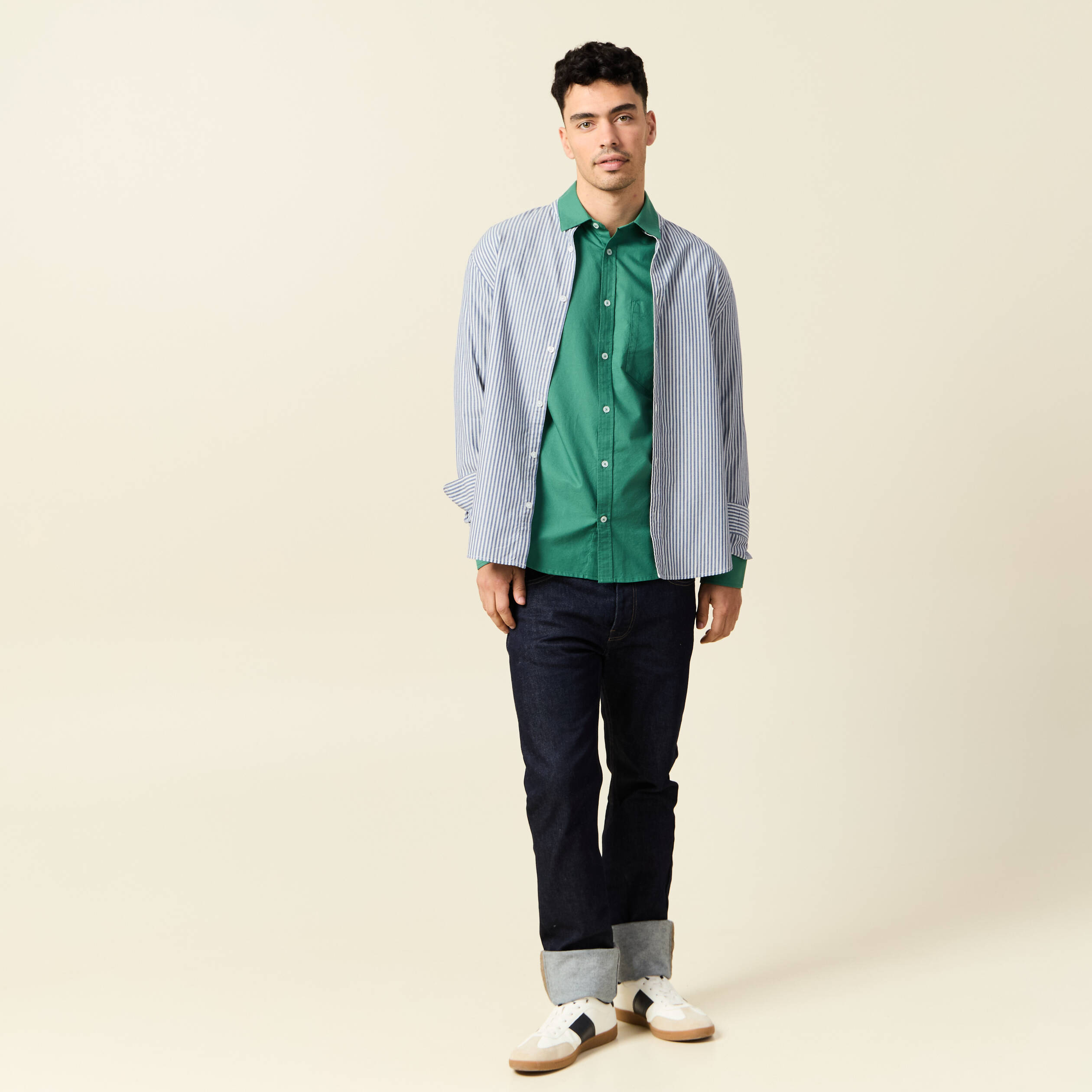 Chemise manches longues vert homme