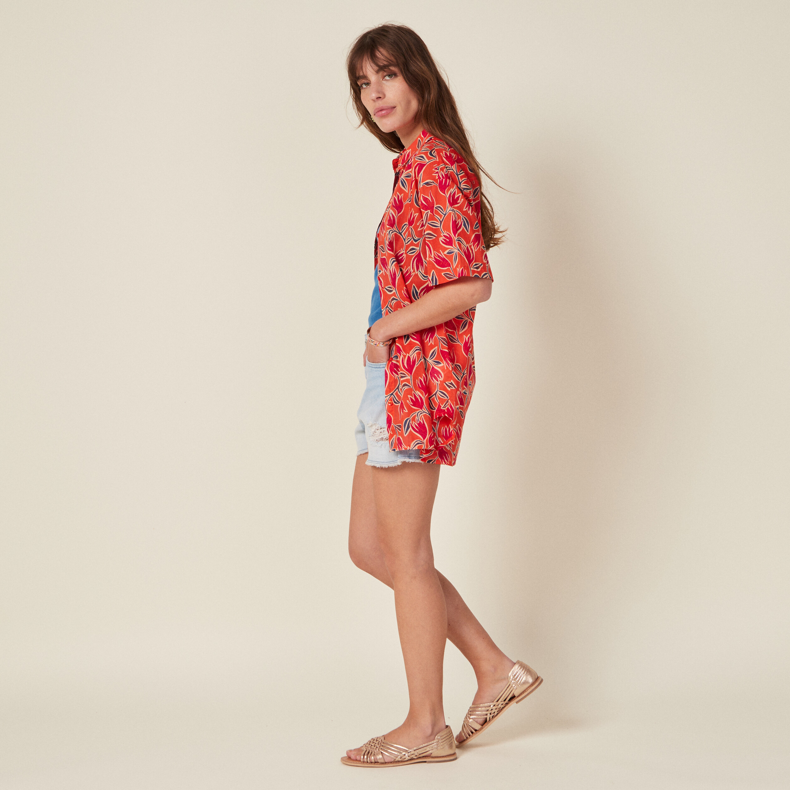 Chemise éco-responsable orange femme