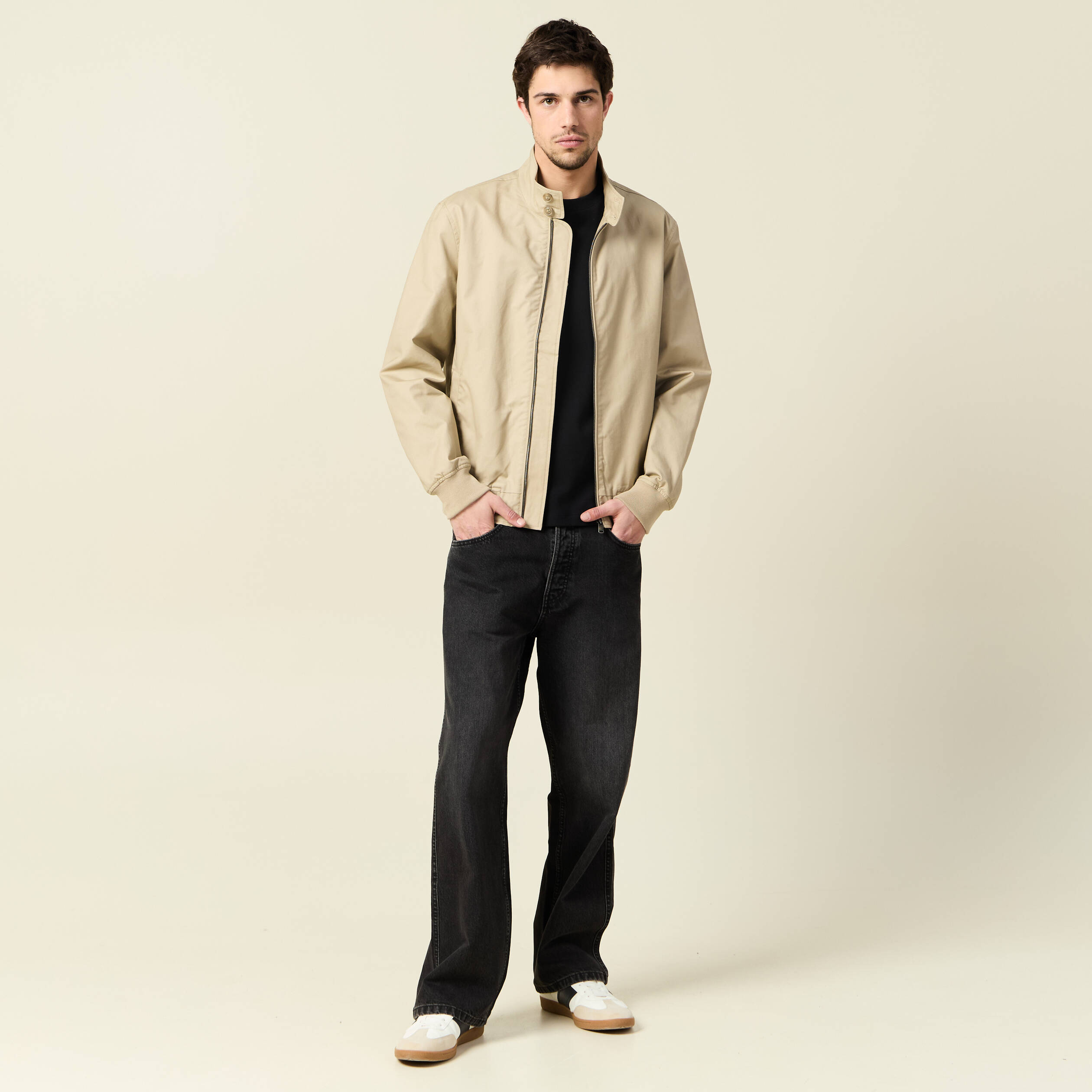 blouson zippe col montant gris homme Blouson zippé col montant gris homme