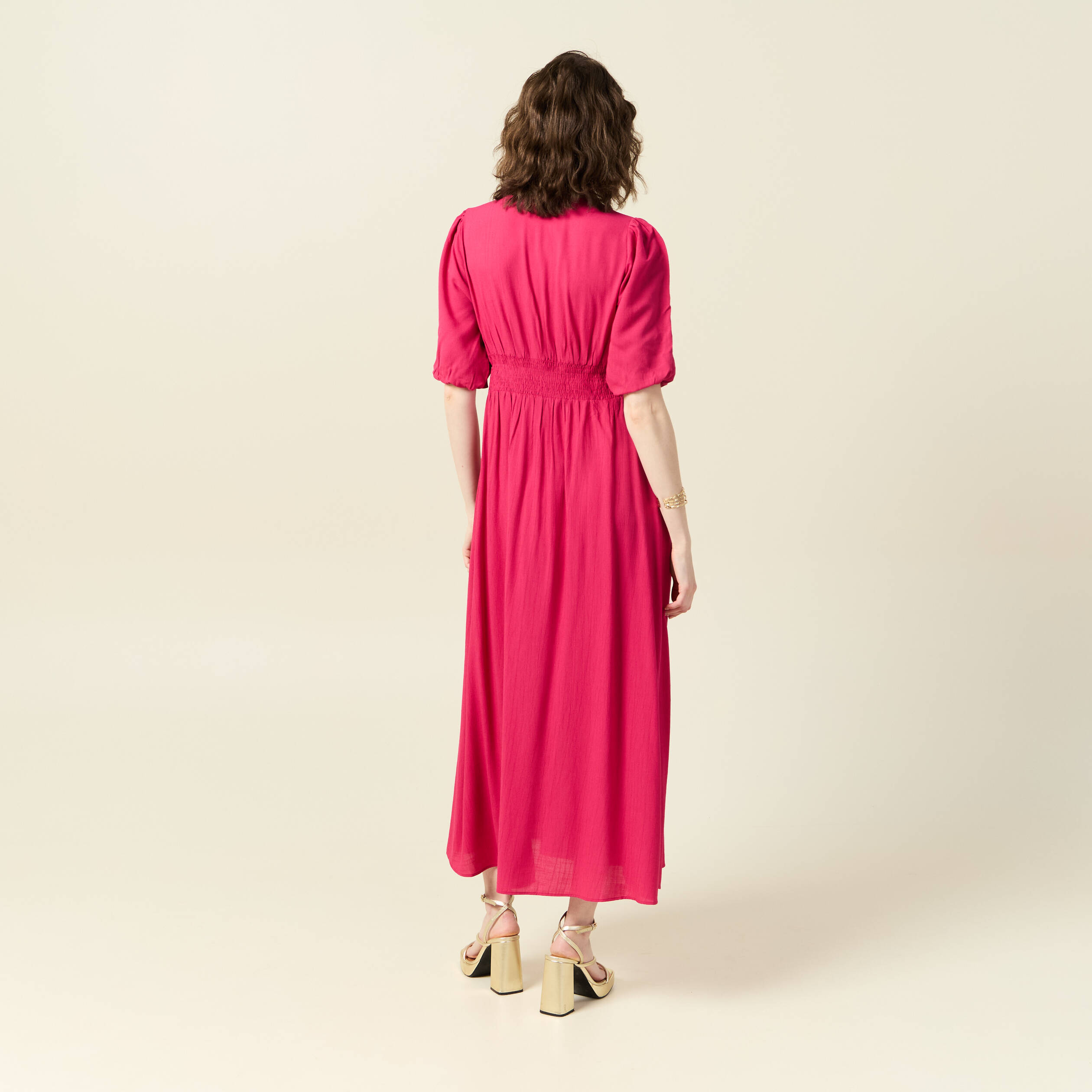 robe longue evasee rose framboise femme Robe longue évasée rose framboise femme