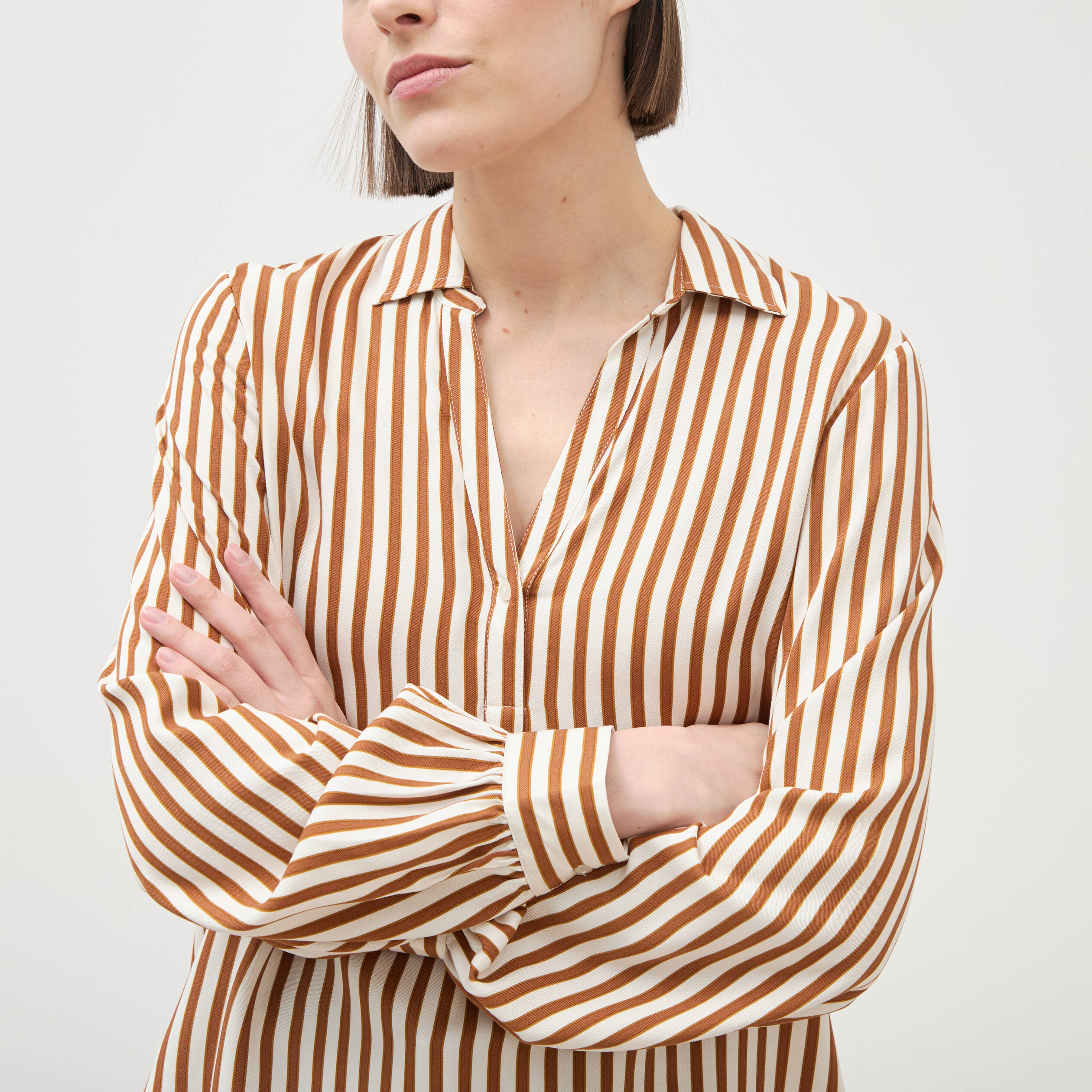 Blouse manches longues marron femme