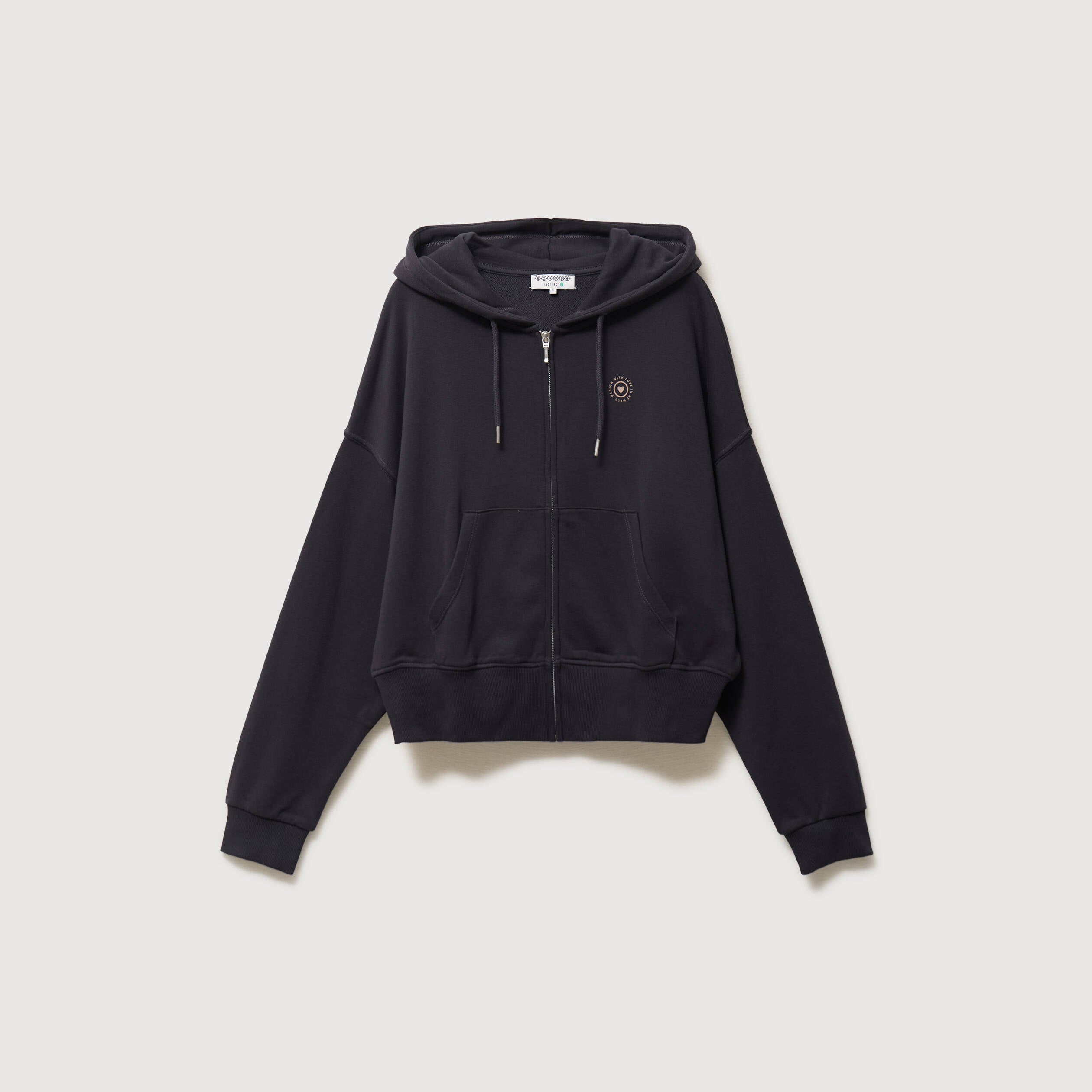 Sweat boyfriend &agrave; capuche gris fonc&eacute; femme