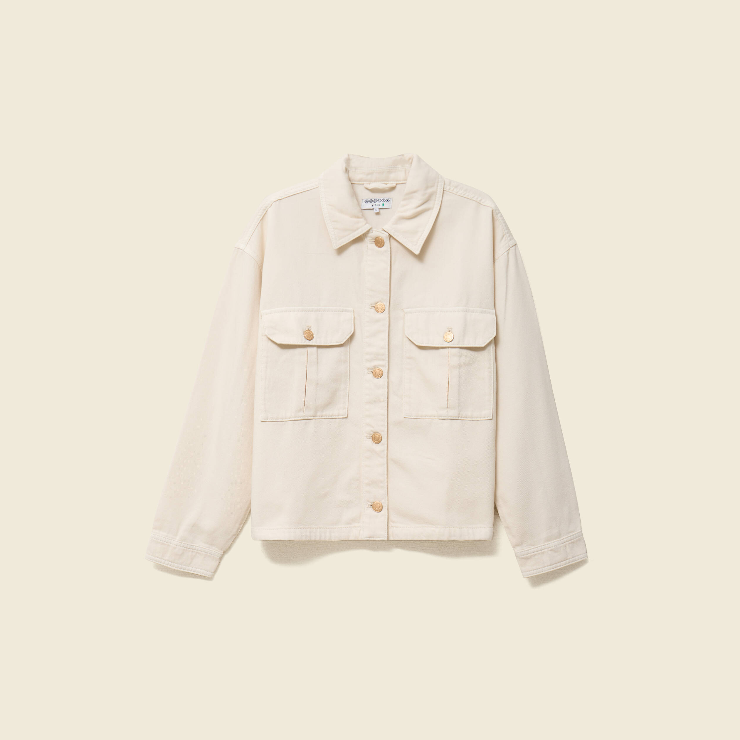 Blouson manches longues col classique denim blanc femme