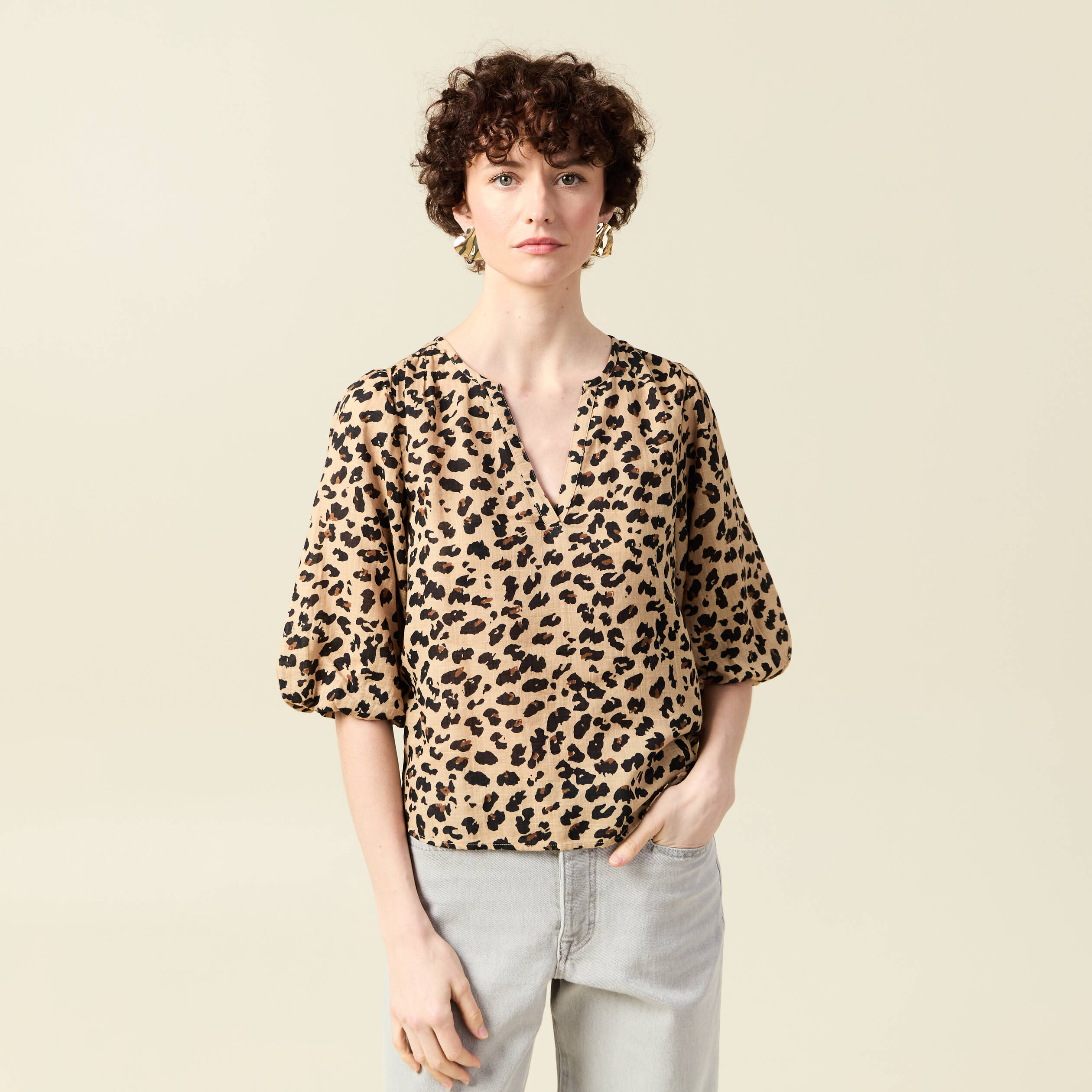 blouse manches courtes marron clair femme Blouse manches courtes marron clair femme