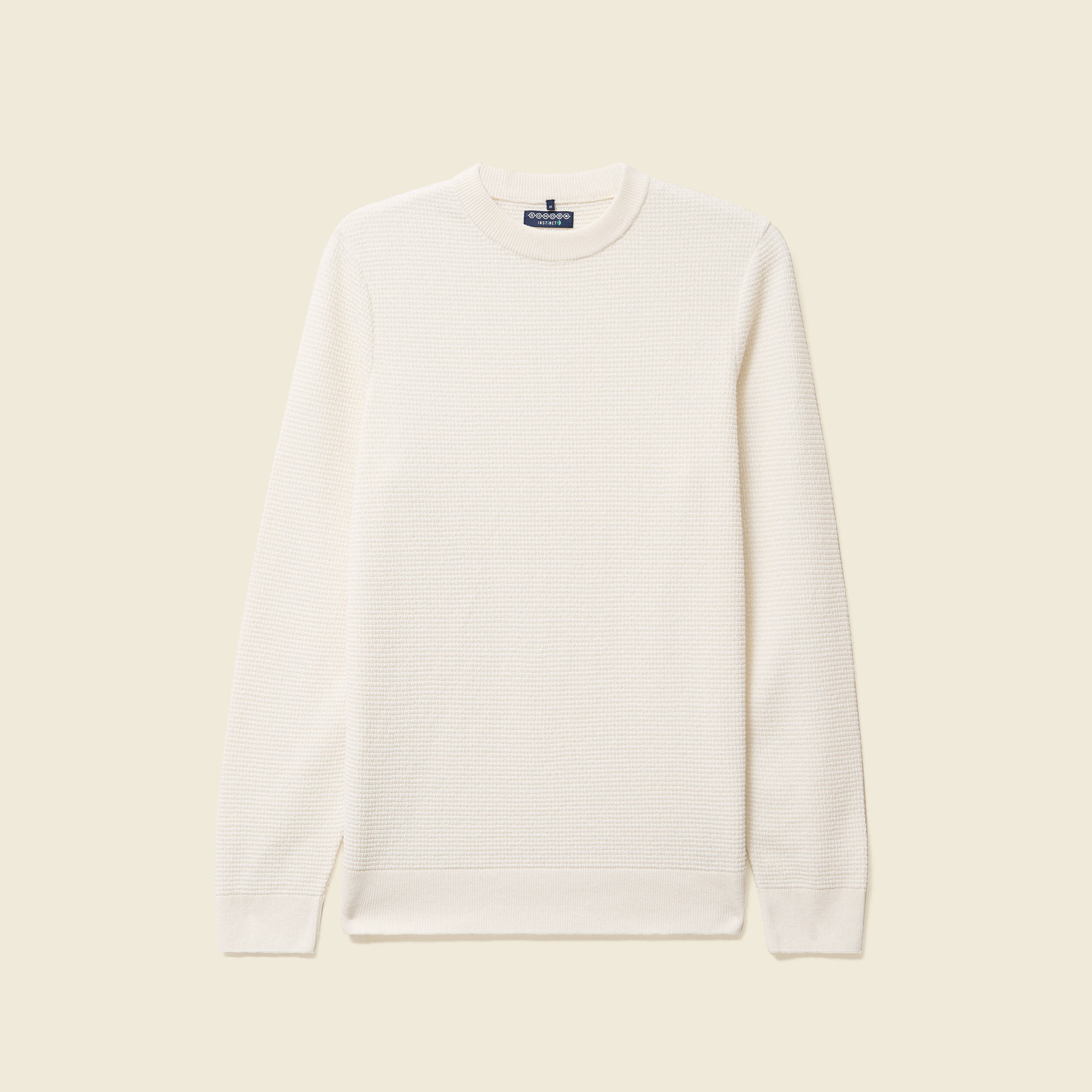Pull col rond ecru homme