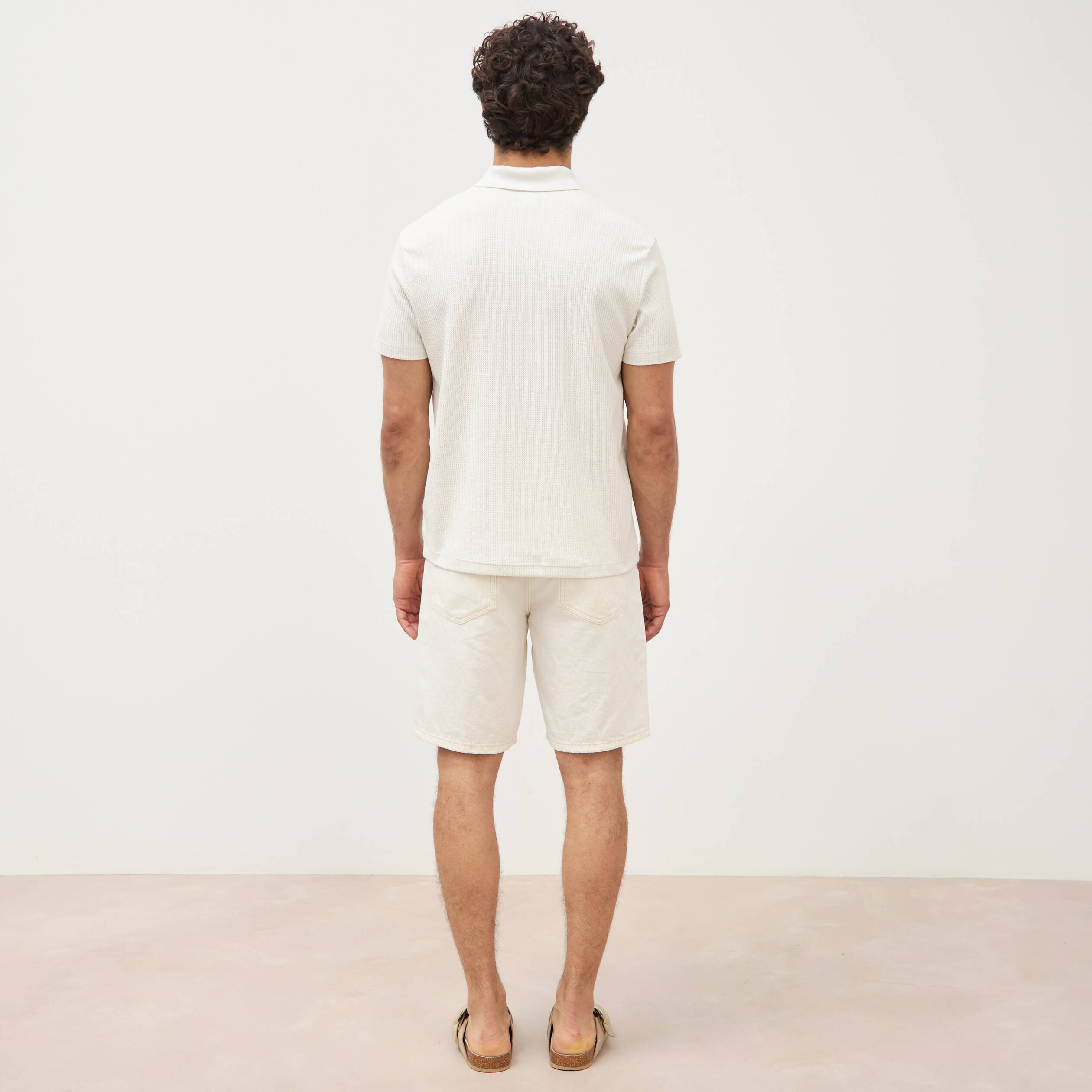 Polo manches courtes ecru homme