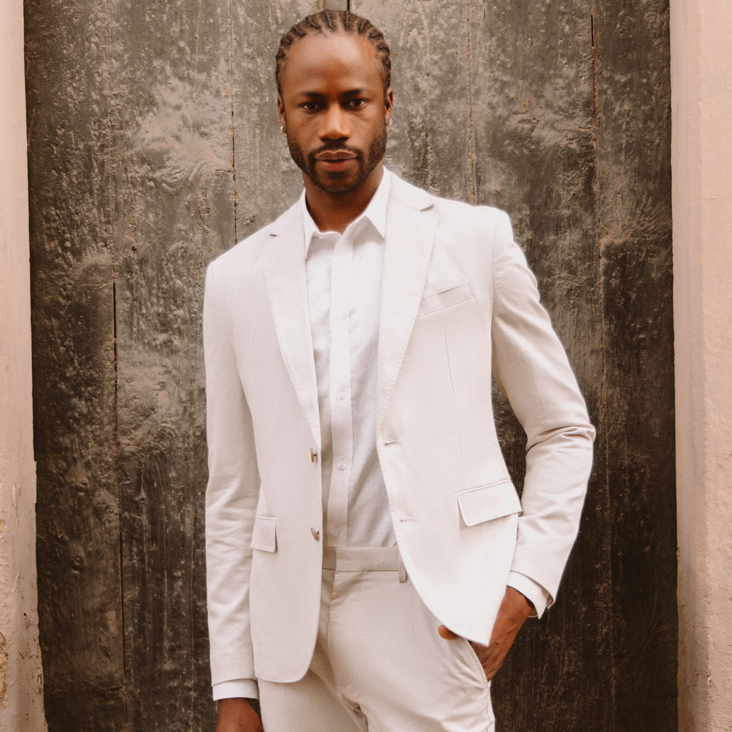 Blazer manches longues col classique sable homme
