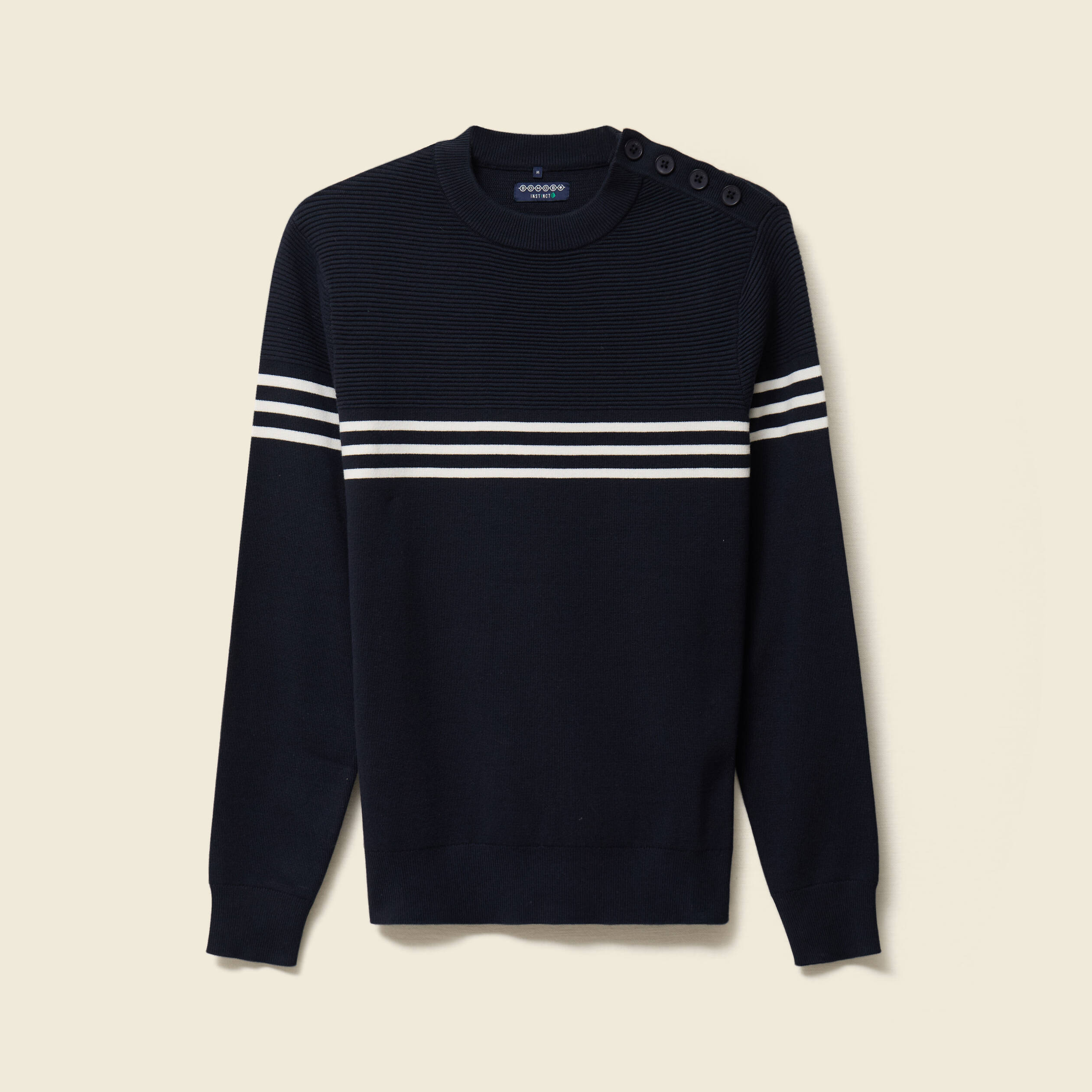 Pull fin col rond manches longues bleu marine homme