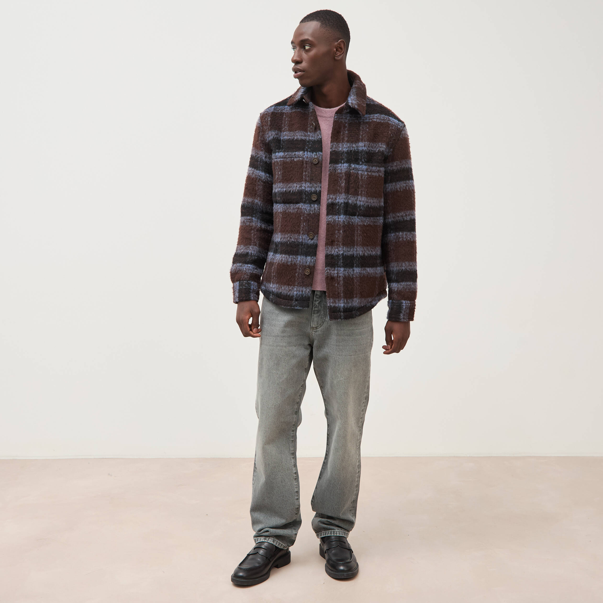 Jeans straight longueur 32 en coton denim gris homme