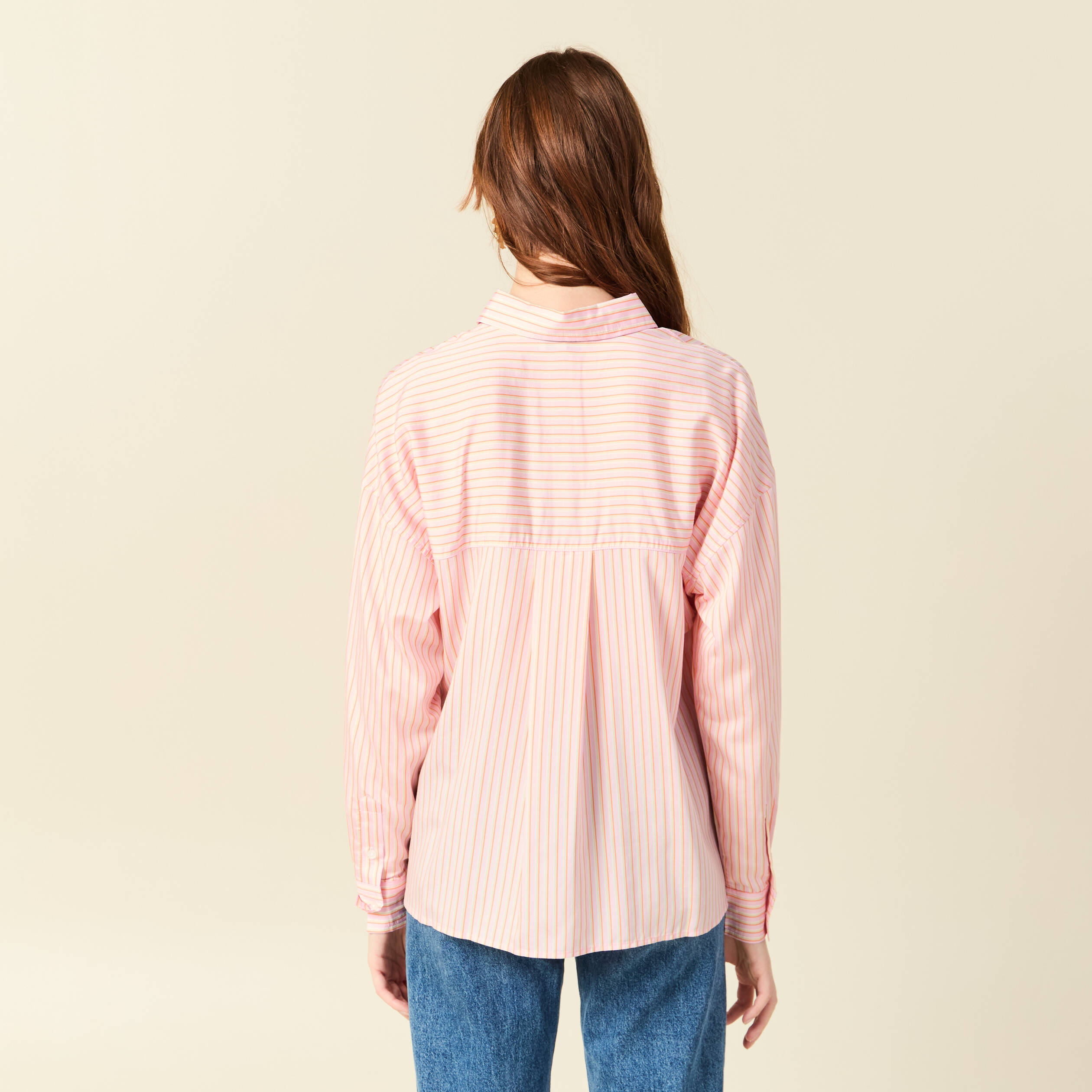 Chemise oversize manches longues fluides rose femme