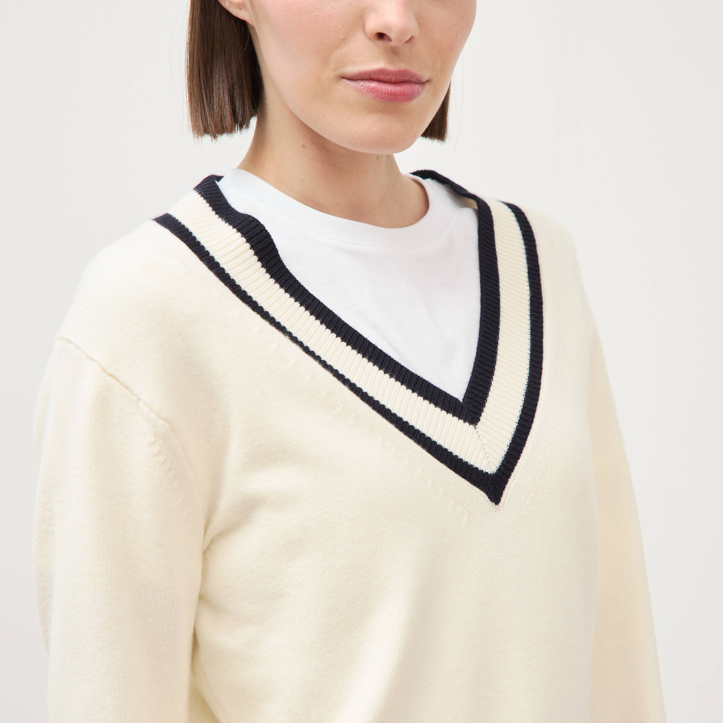 Pull manches longues ecru femme