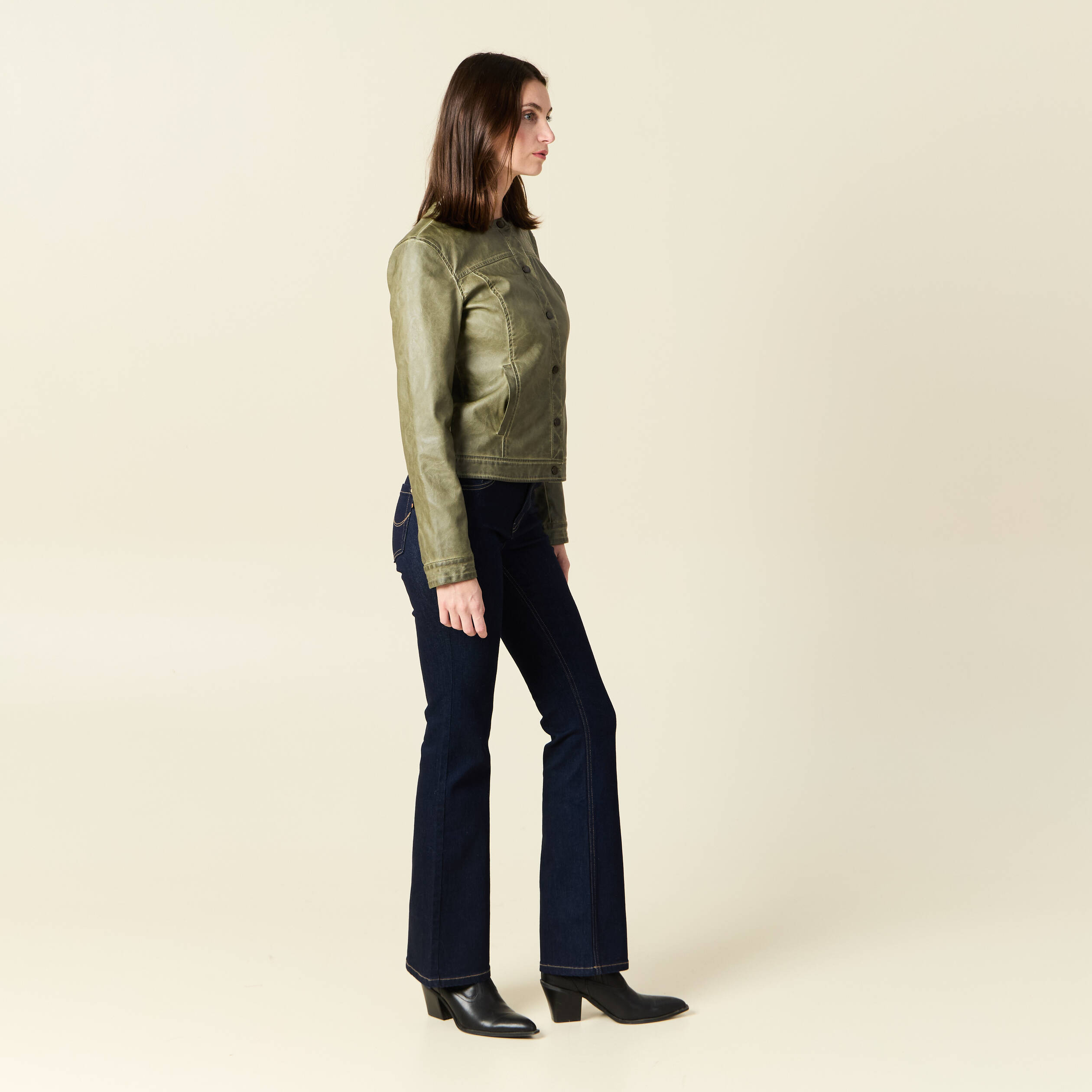 blouson simili cuir vert kaki femme Blouson simili cuir vert kaki femme