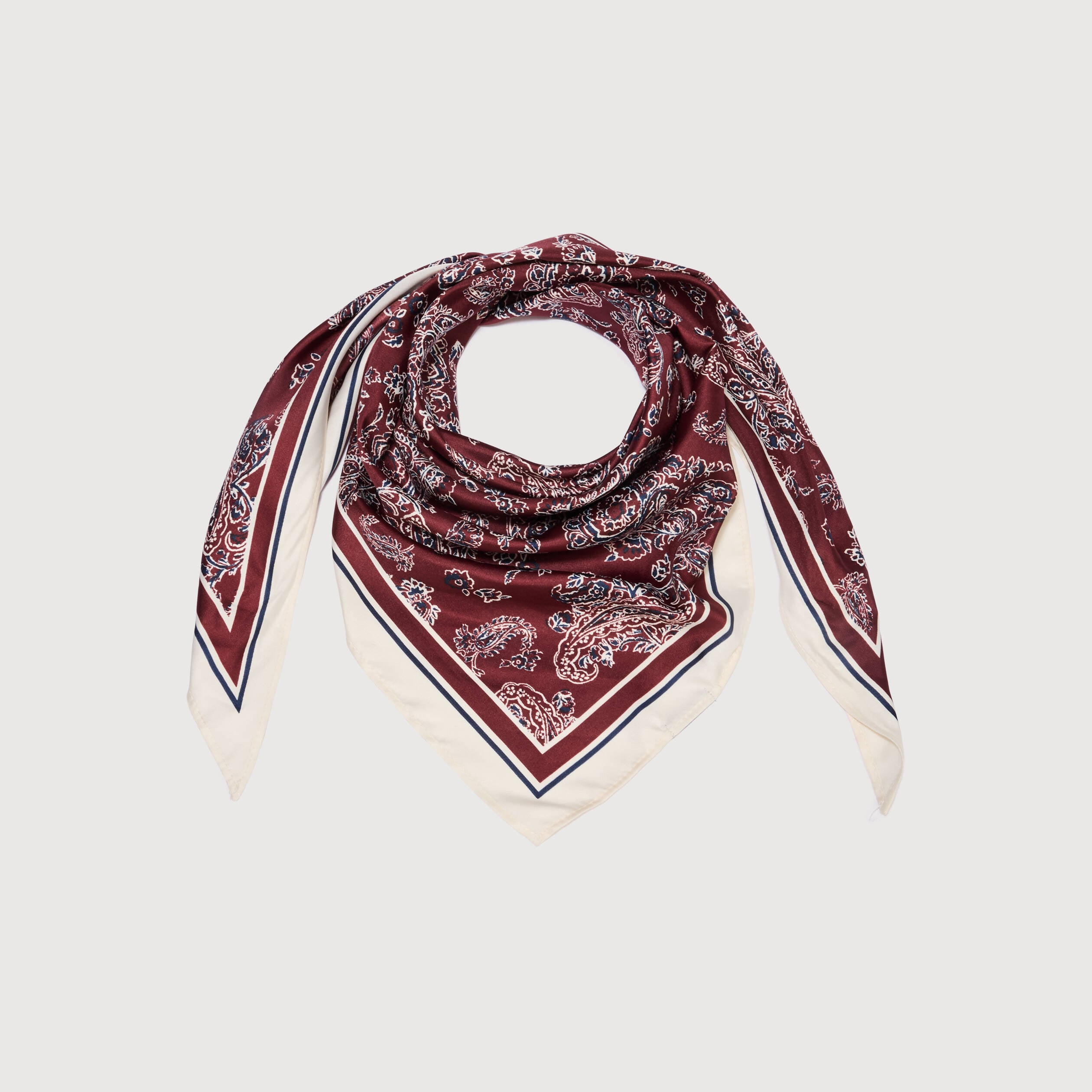 Foulard satin&eacute; bordeaux femme