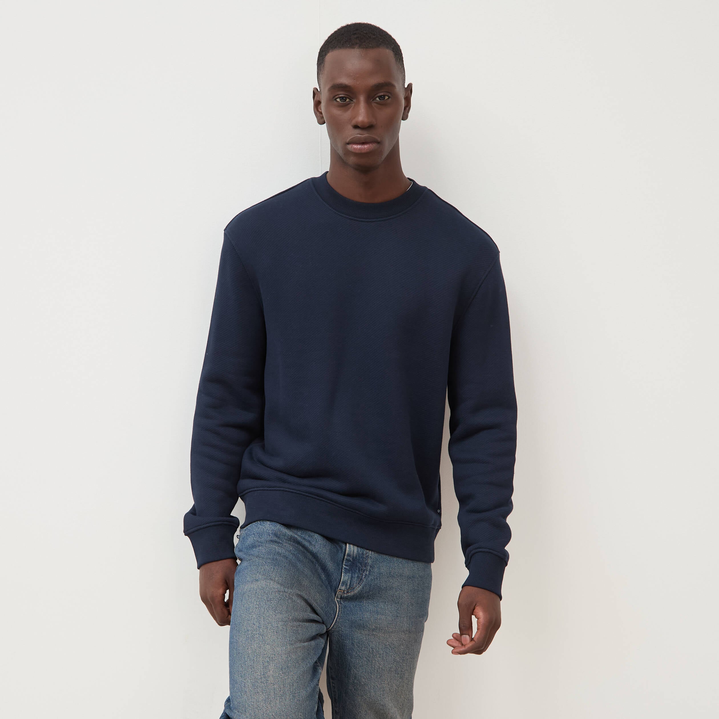 Sweat manches longues bleu marine homme