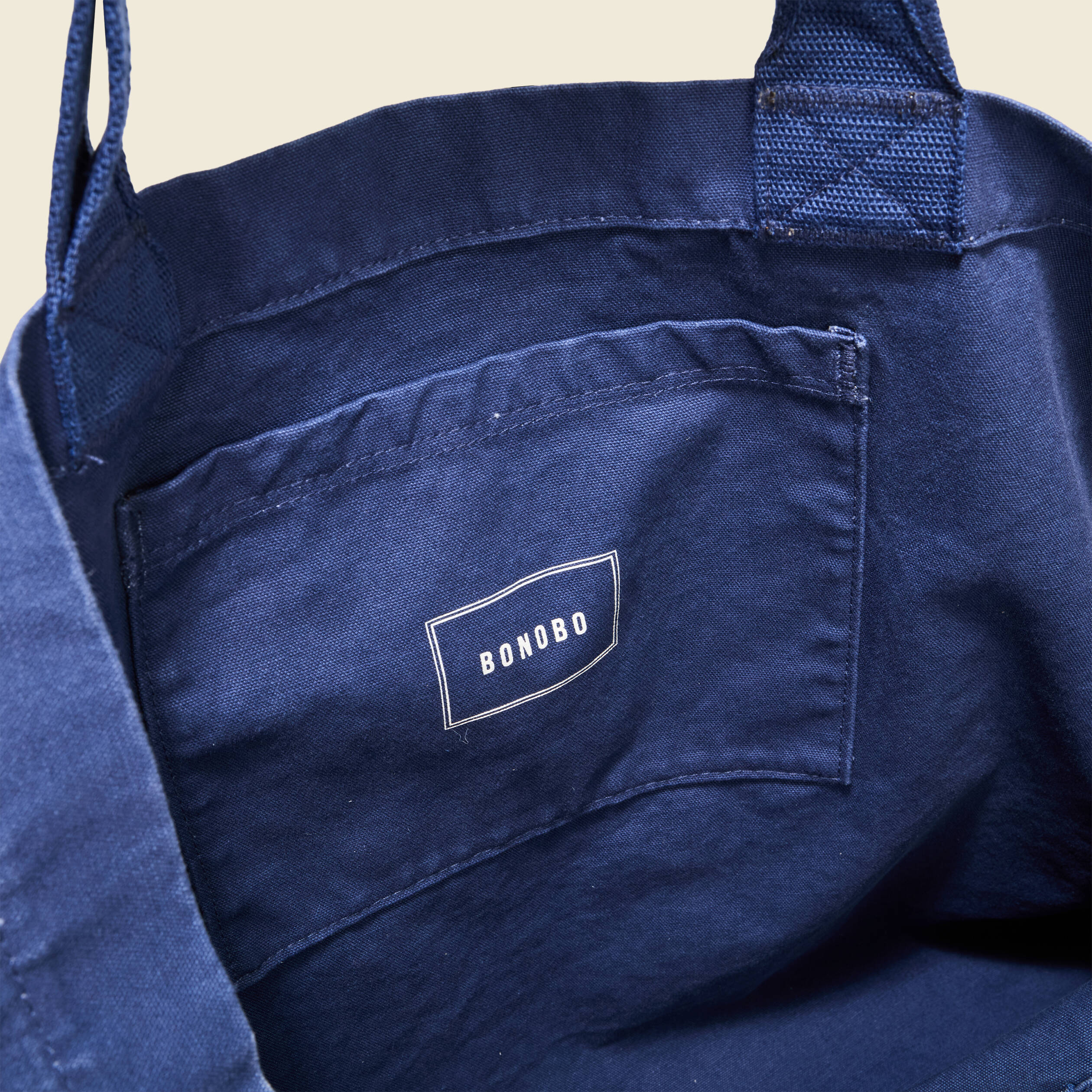 Sac cabas en coton bleu fonc&eacute; homme