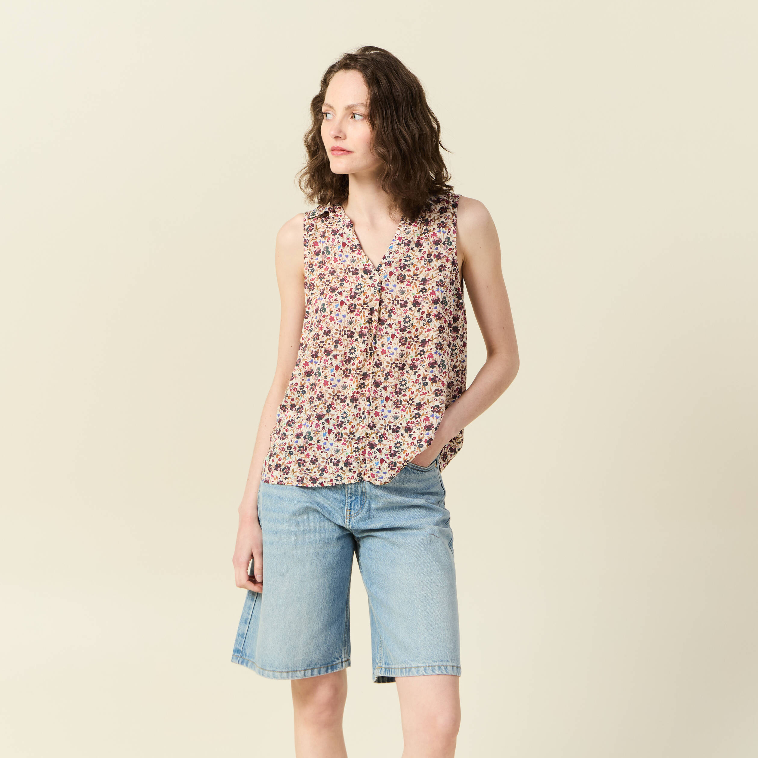 blouse sans manches creme femme Blouse sans manches creme femme