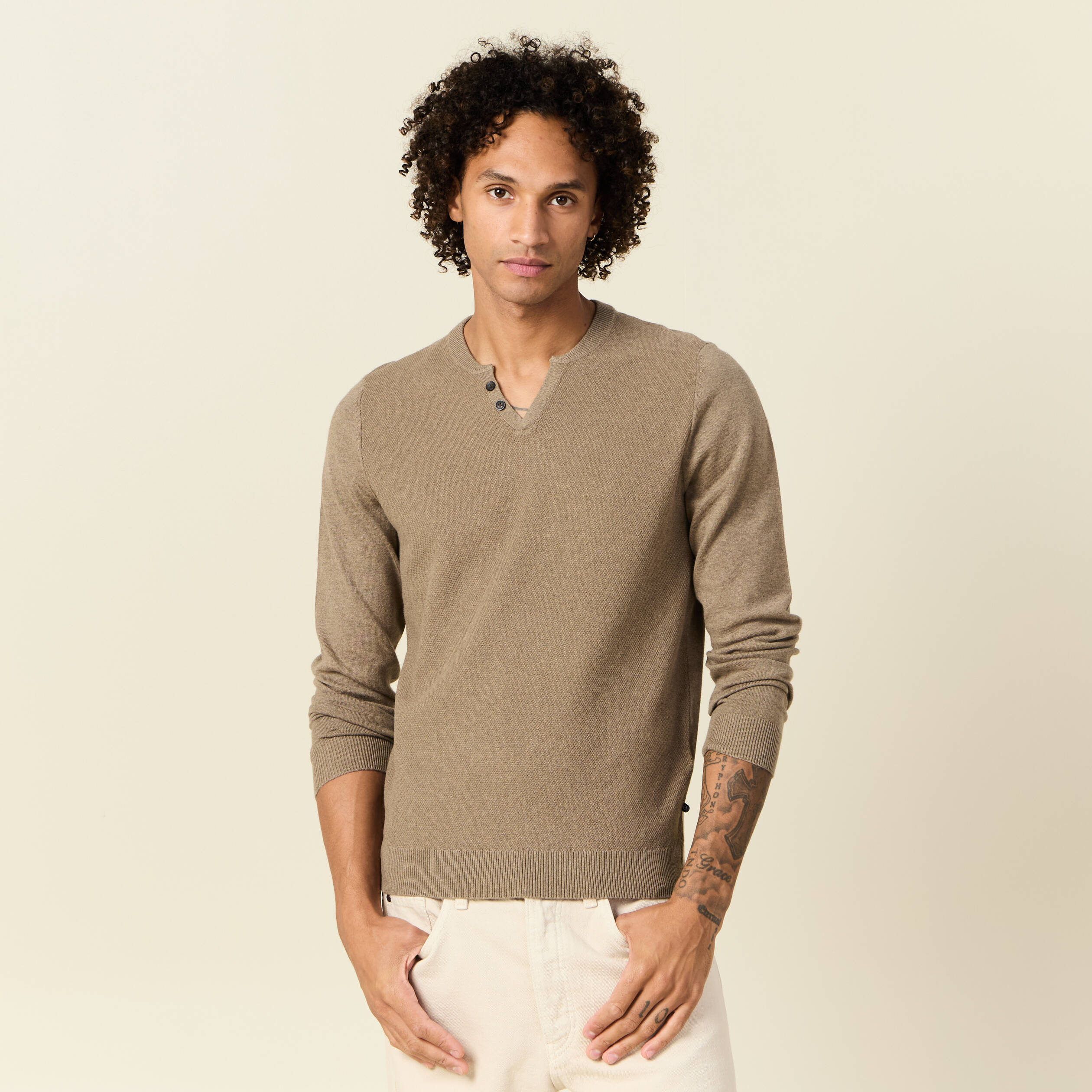 pull manches longues taupe homme Pull manches longues taupe homme