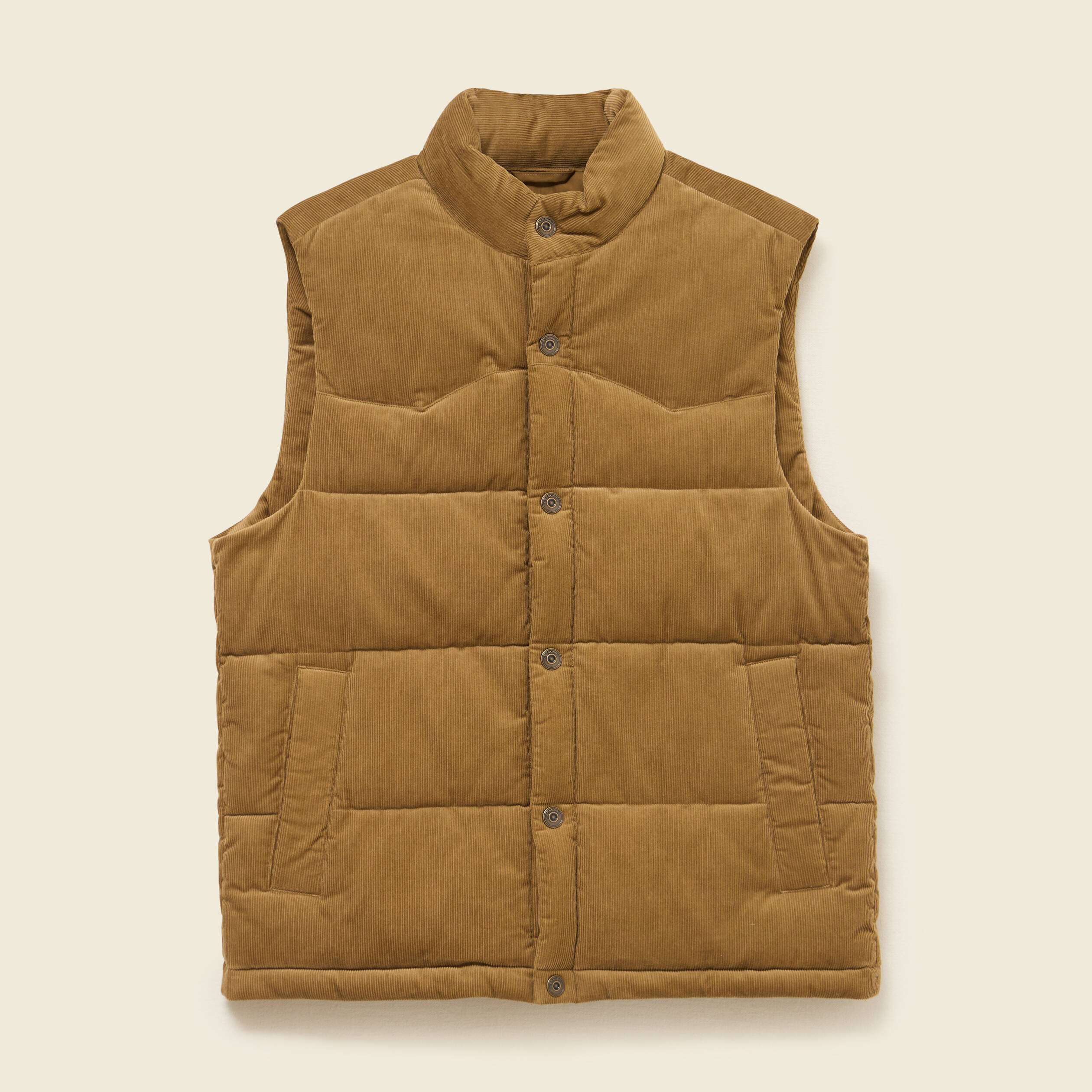 Doudoune droite courte sans manches camel homme