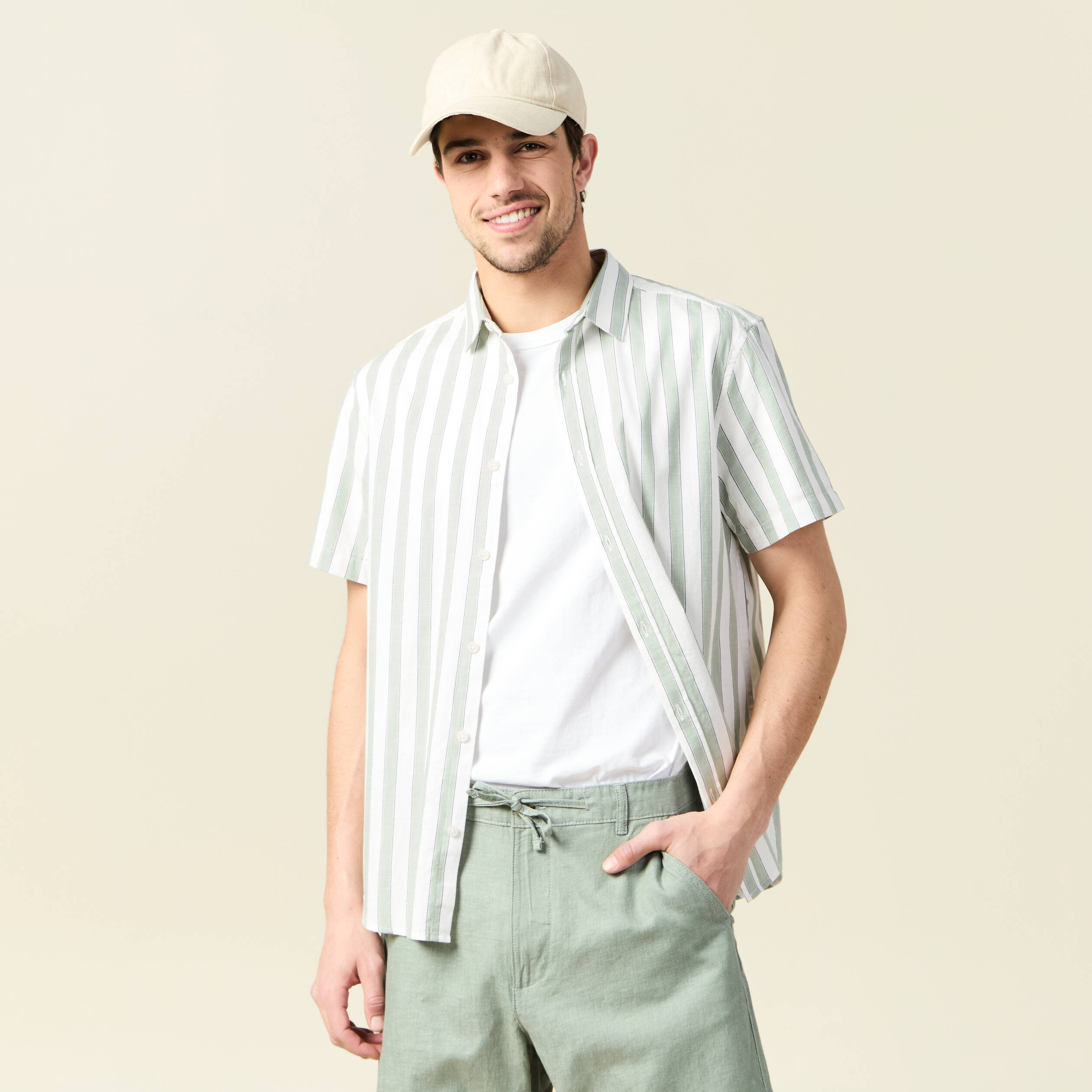 chemise manches courtes vert olive homme Chemise manches courtes vert olive homme