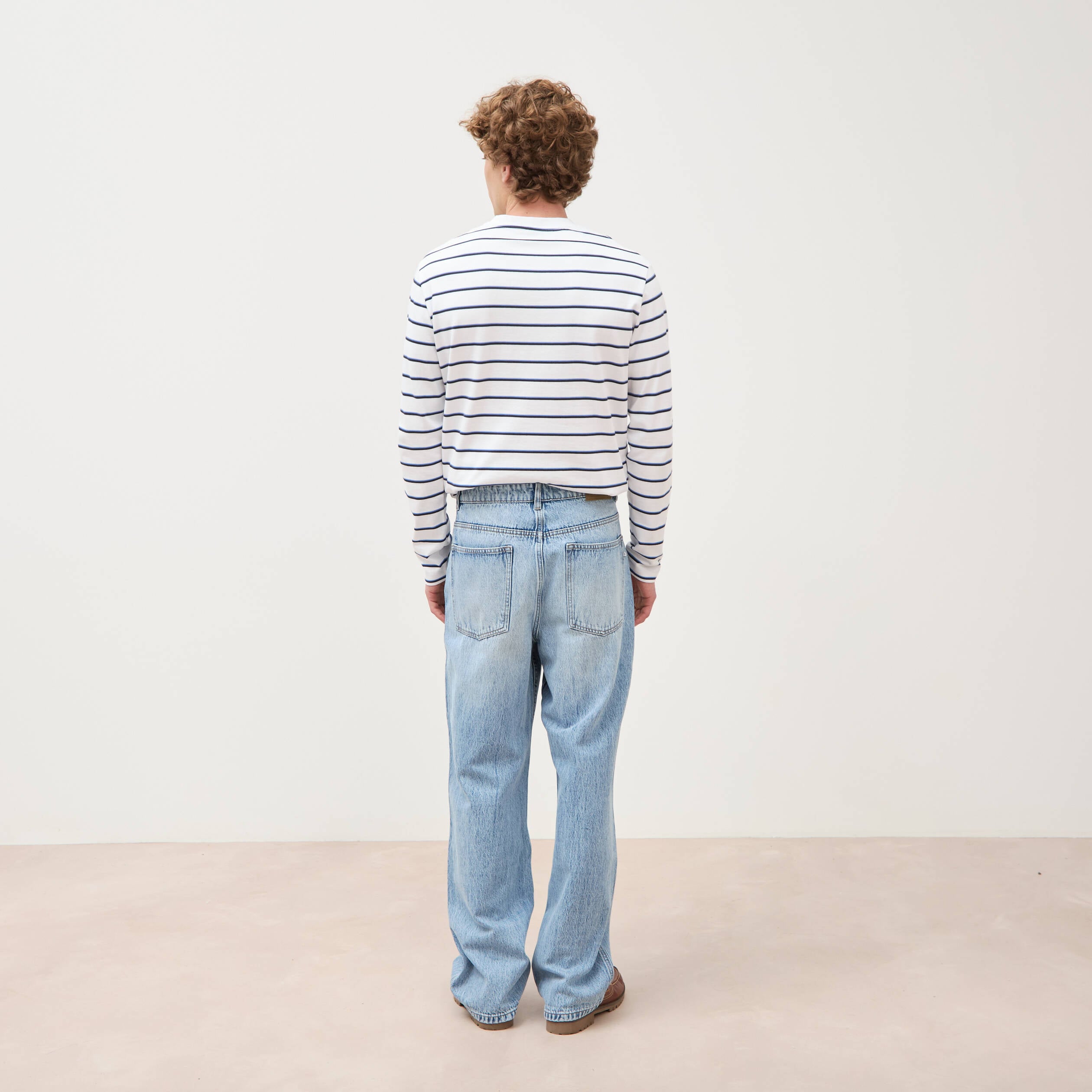 Jeans loose longueur 34 en coton denim snow bleach homme