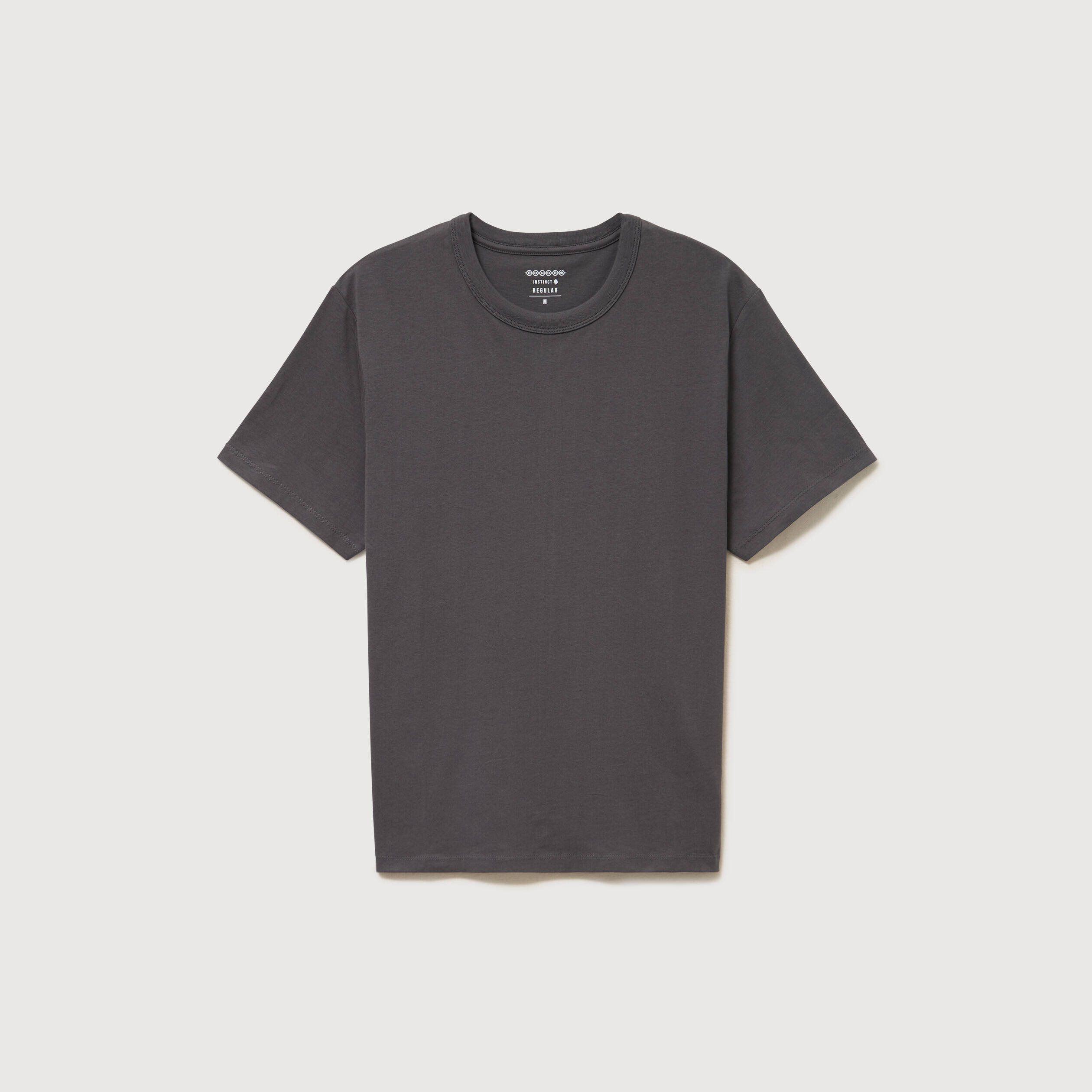 T-shirt en coton manches courtes gris fonc&eacute; homme