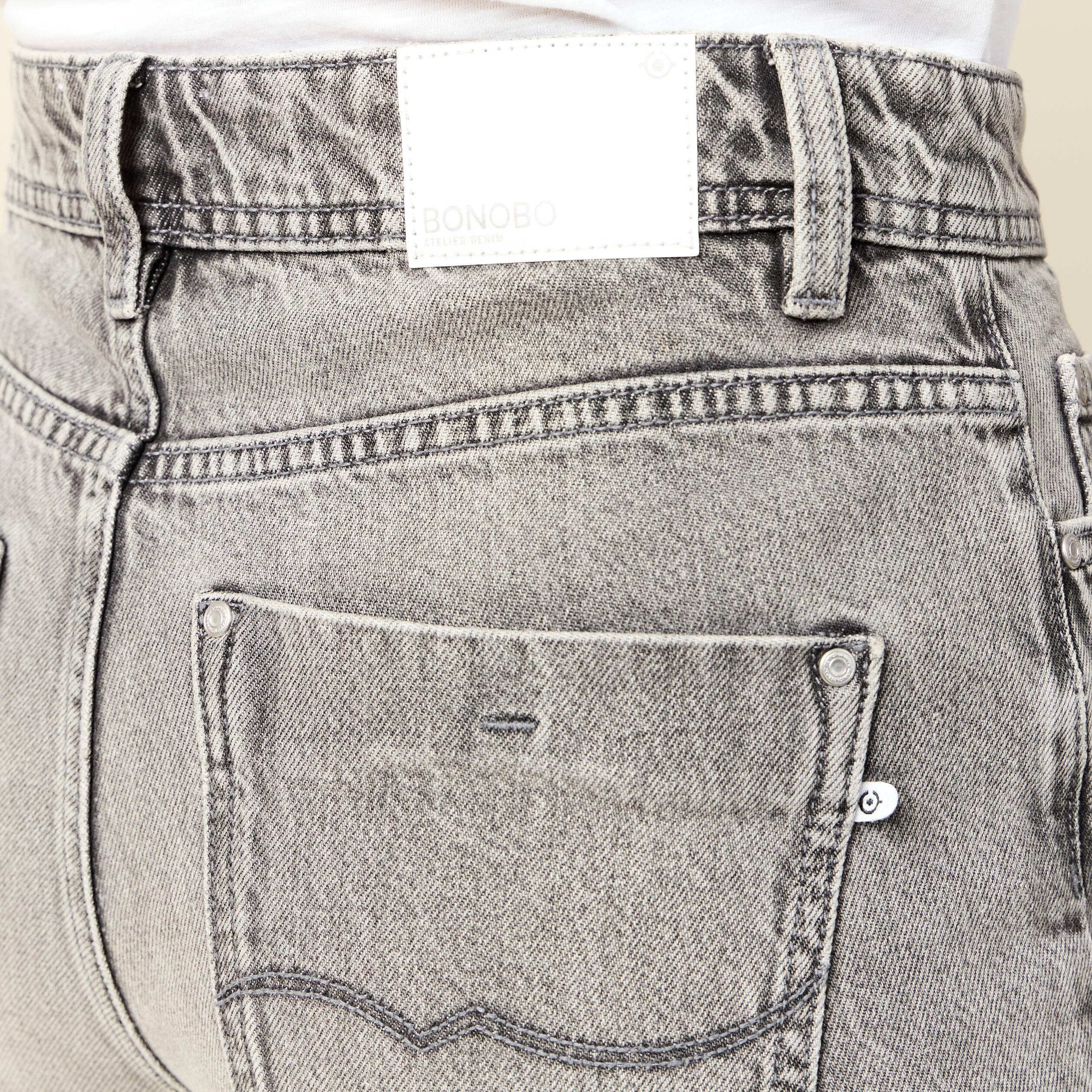 jeans straight taille haute 78eme denim gris clair femme Jeans straight taille haute 7/8ème denim gris clair femme