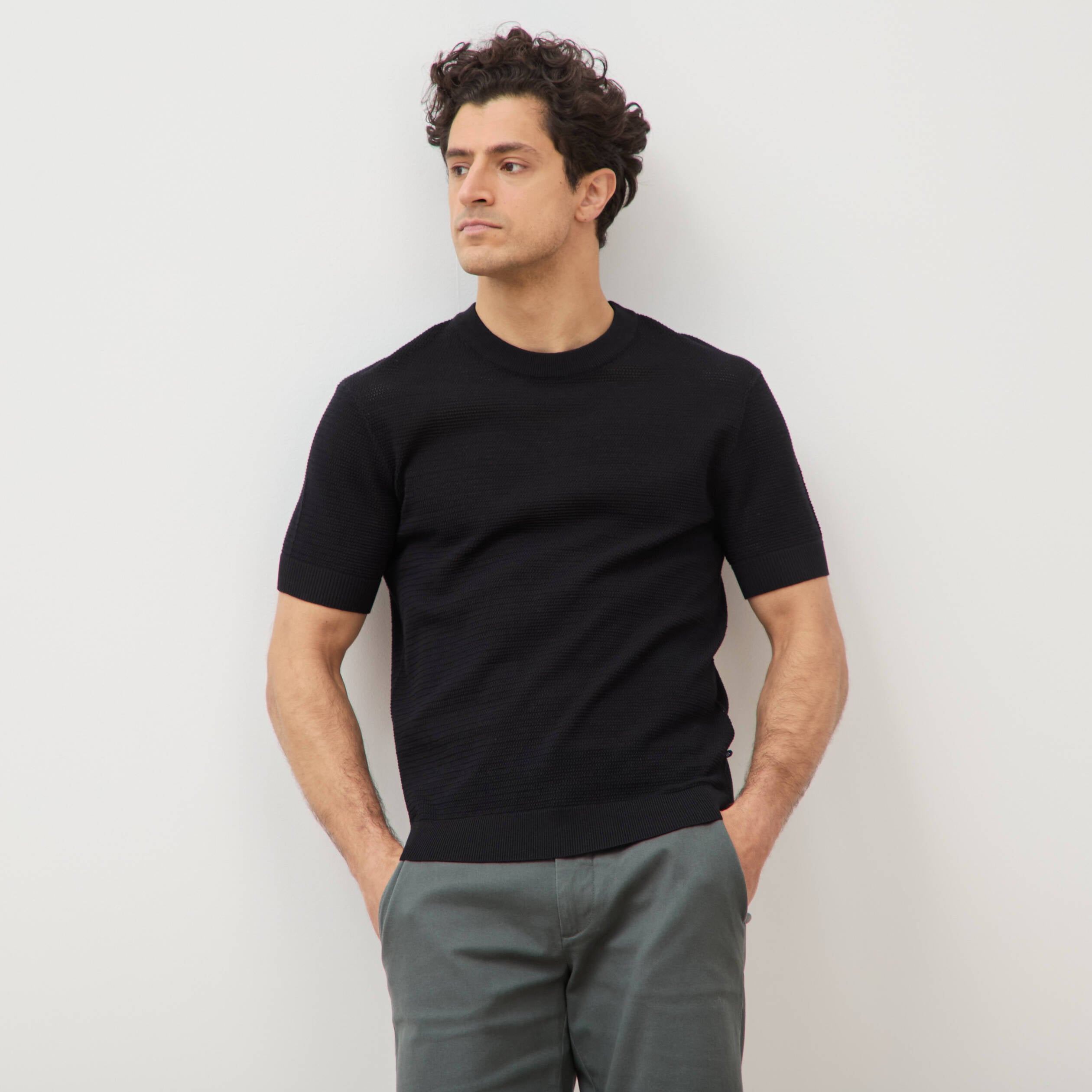 T-shirt en coton manches courtes noir homme