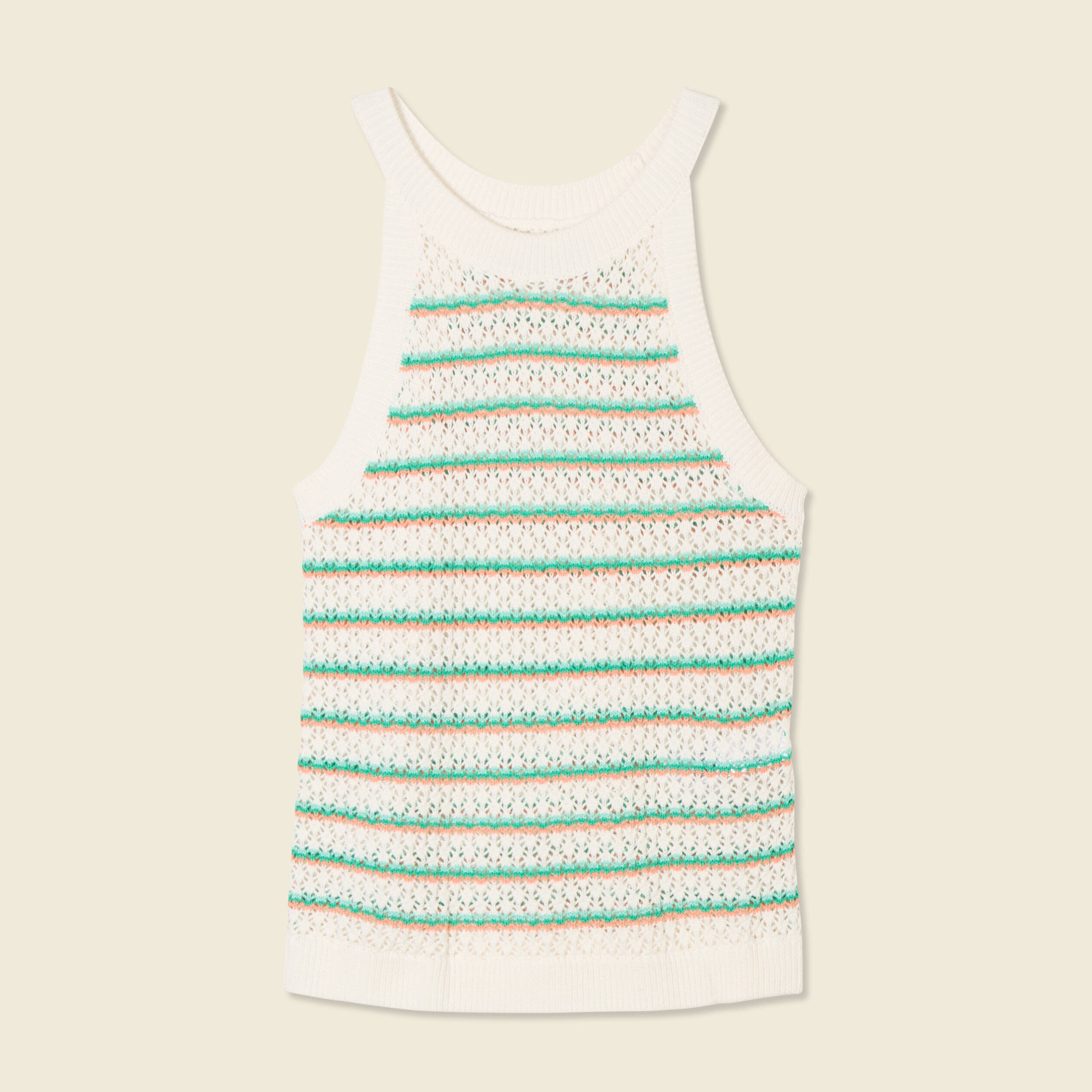 debardeur tricot ajoure blanc femme Débardeur tricot ajouré blanc femme