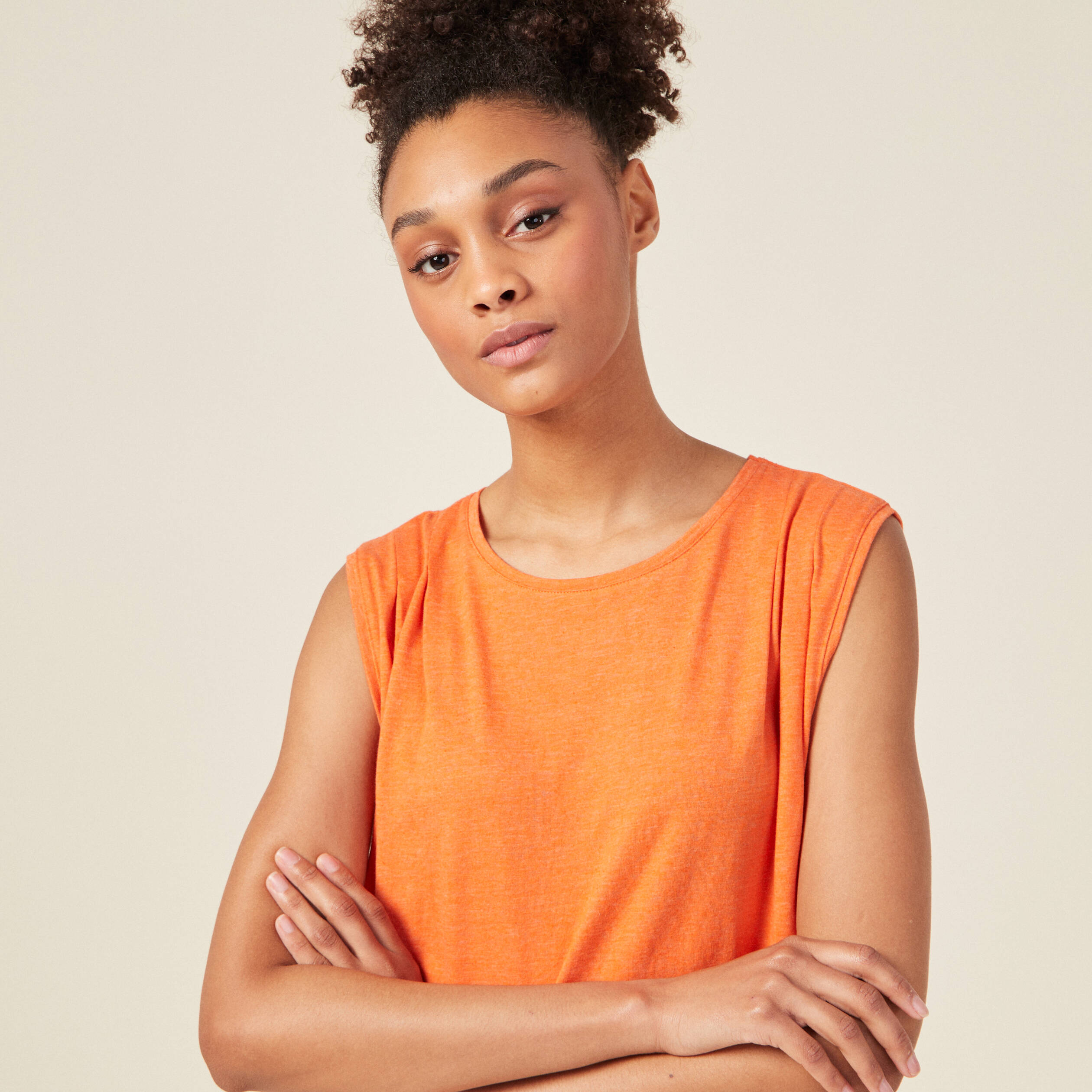 Débardeur bretelles larges orange femme