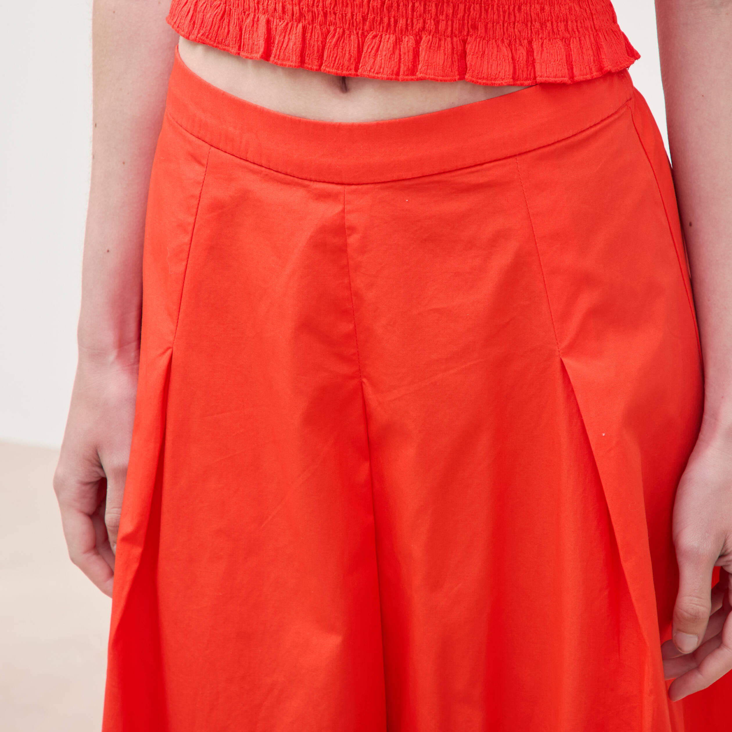 Jupe longue &eacute;vas&eacute;e en coton ray&eacute; orange fonc&eacute; femme