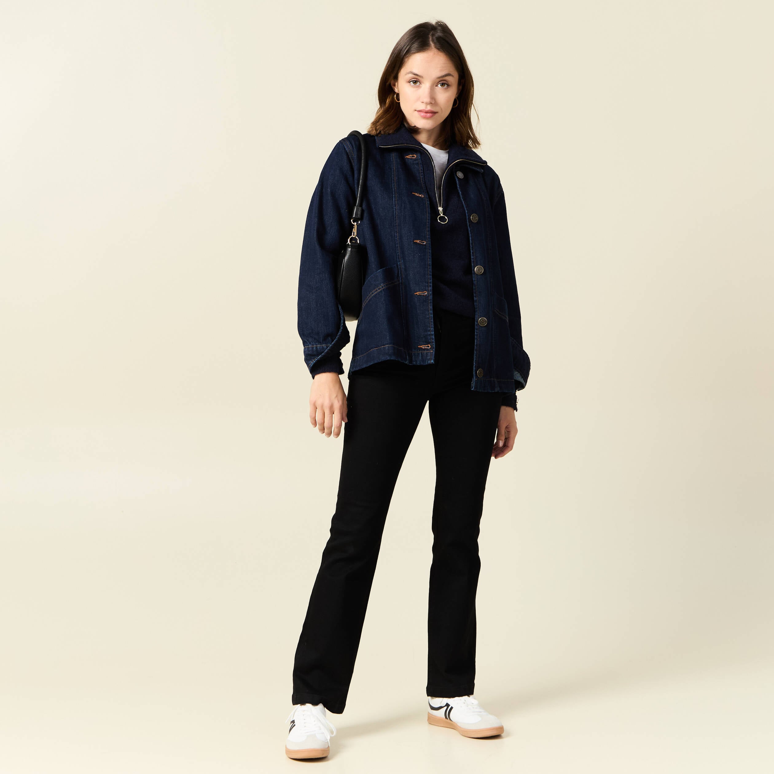 Jeans bootcut denim noir femme