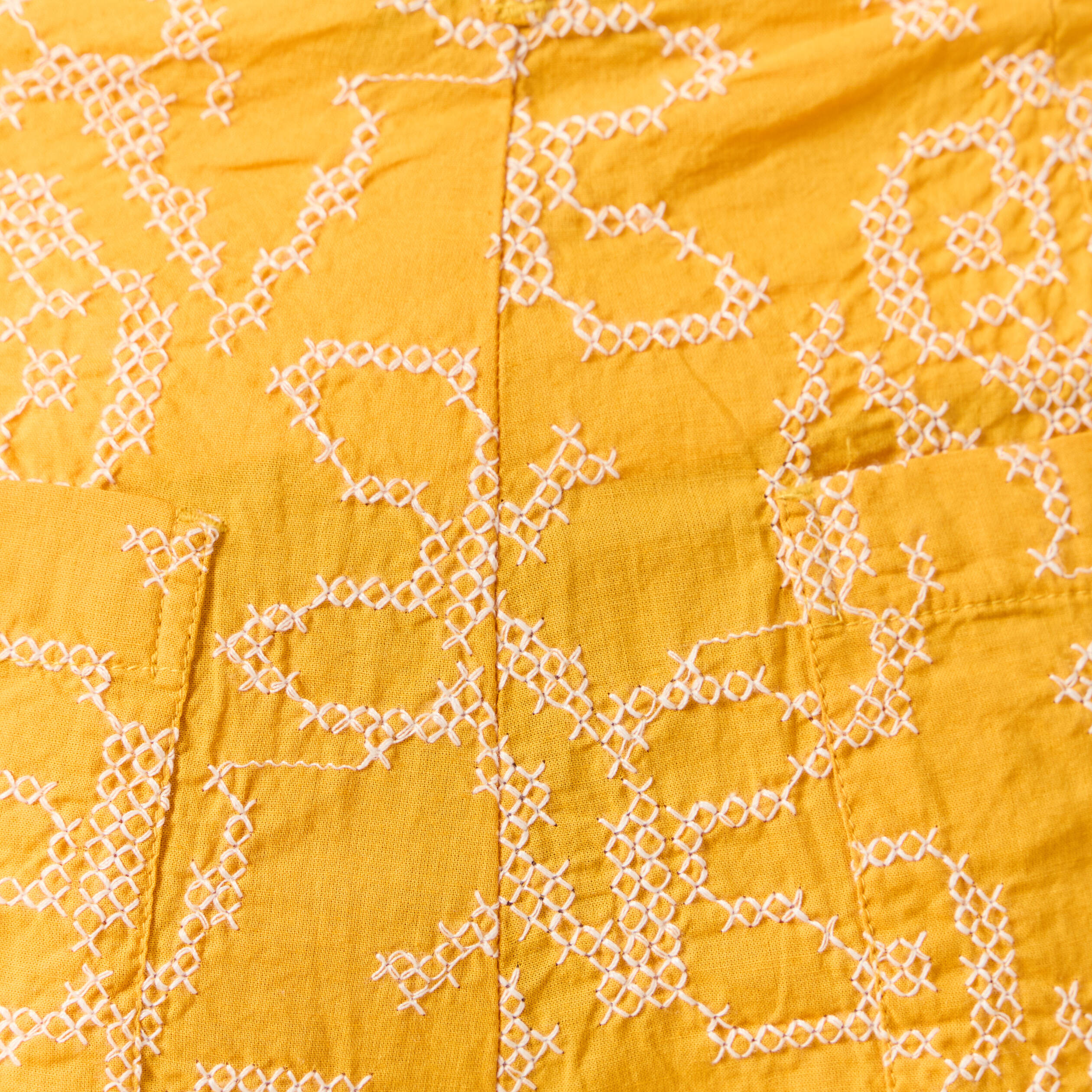 Pantalon large brod&eacute; jaune femme