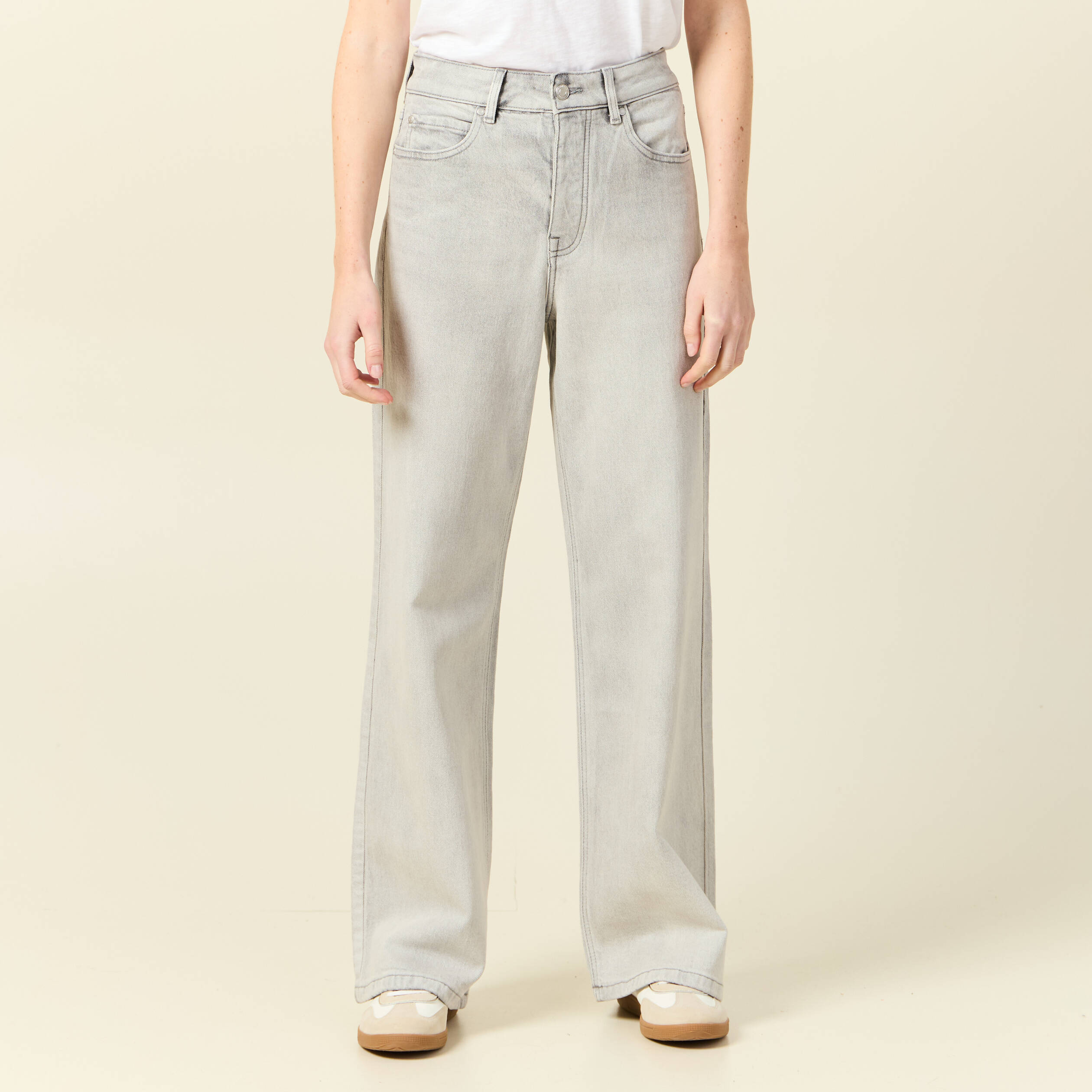 jeans large eco responsable denim gris clair femme Jeans large éco-responsable denim gris clair femme