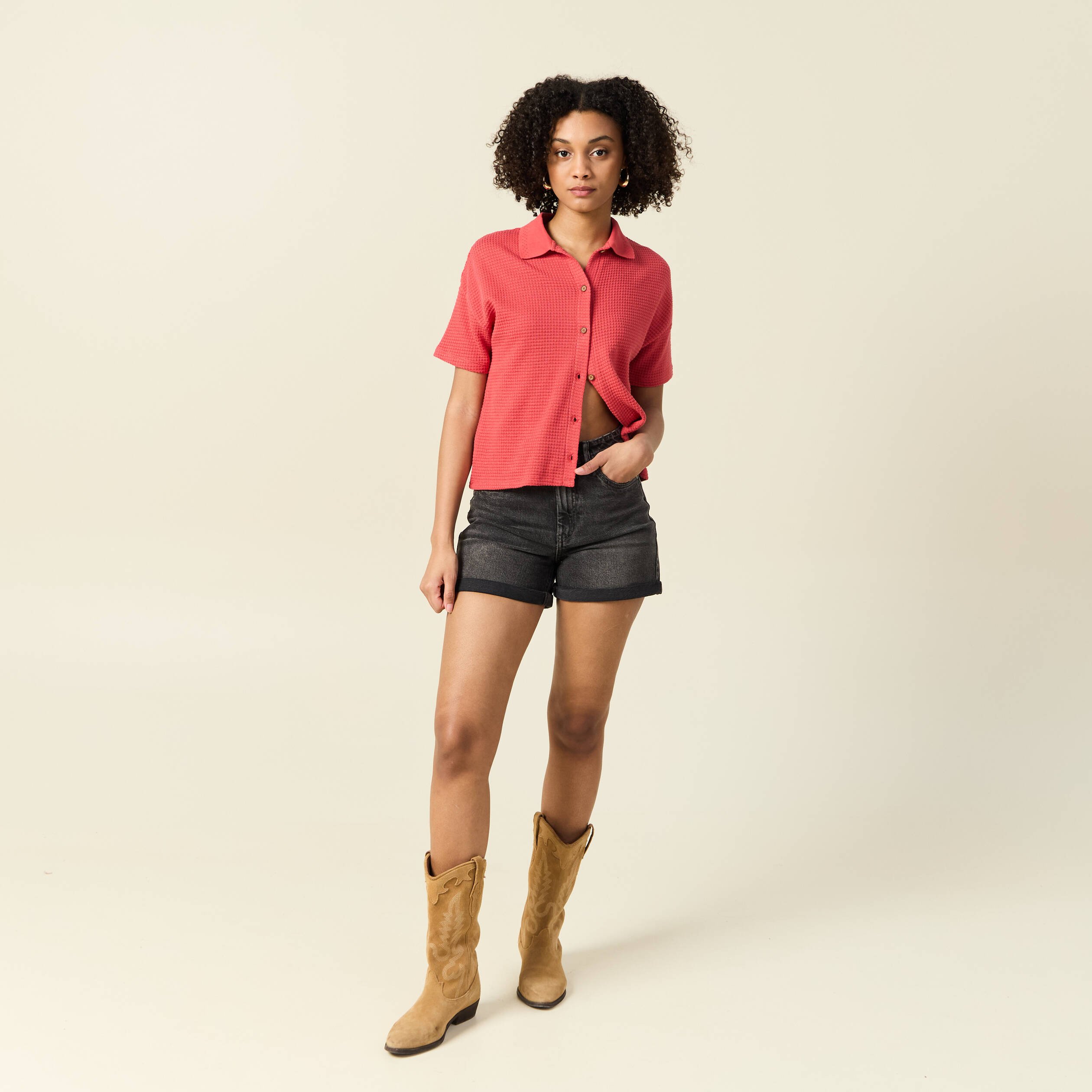 polo en maille rouge femme Polo en maille rouge femme