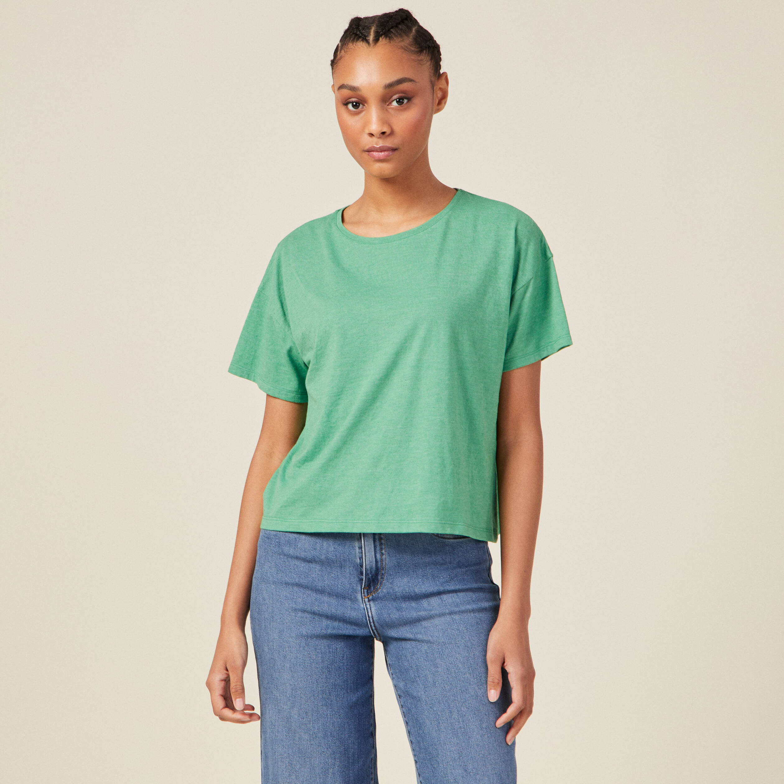t shirt manches courtes vert femme T-shirt manches courtes vert femme