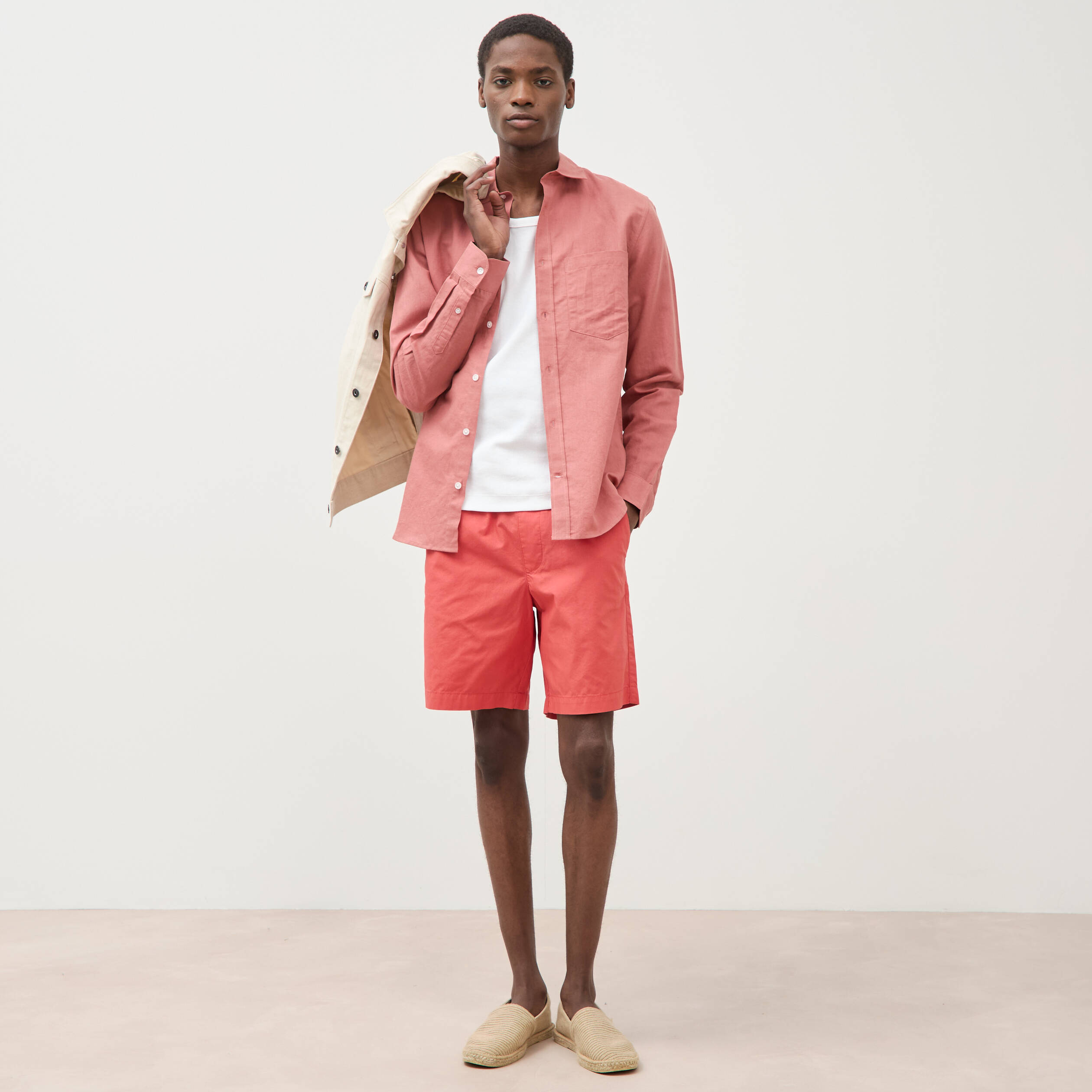 Chemise manches longues rose homme
