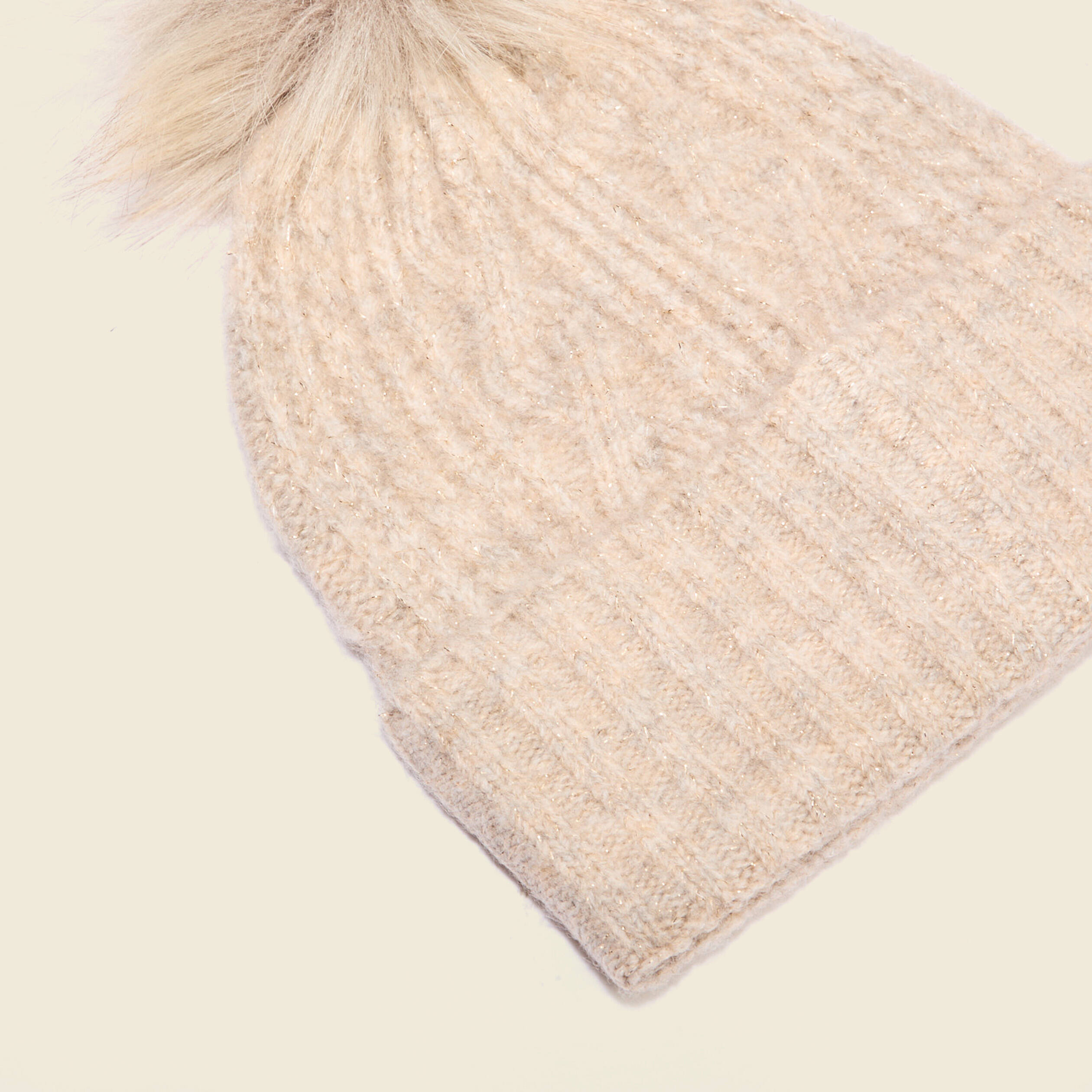 Bonnet avec pompon marron clair femme
